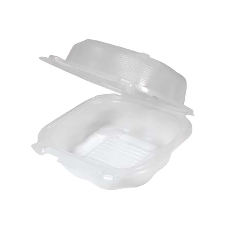 EcoSystems Polypropylene Hinged Container, Clear, 6" x 6" x 3", 1/CS/300