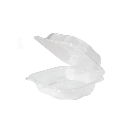 EcoSystems Polypropylene Hinged Container, Clear, 7.5" x 7.5" x 3", Medium, 1/CS/150