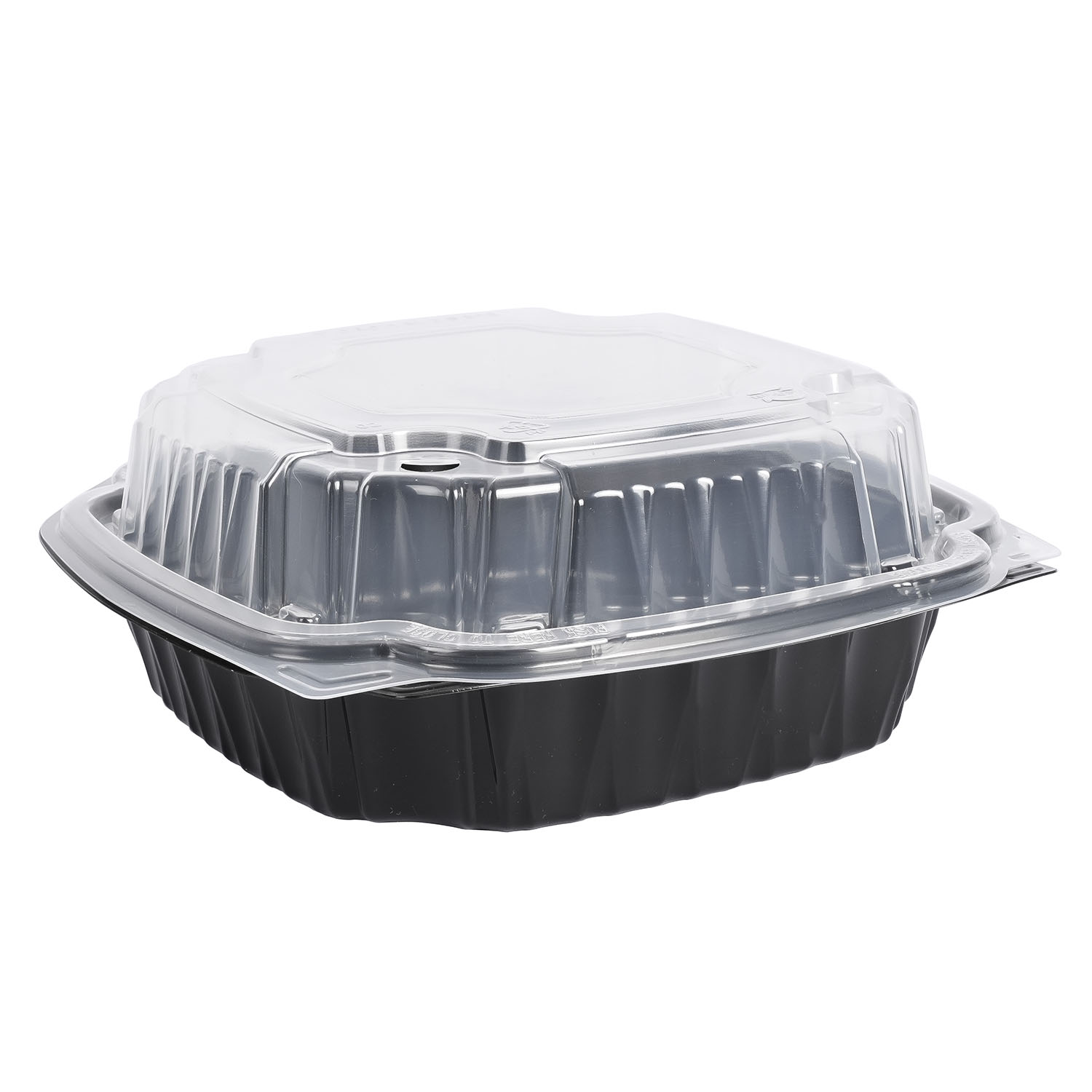 EcoSystems Polypropylene Hinged Container, Black; Clear, 8" x 8" x 3", 1/CS/150 - Image 3