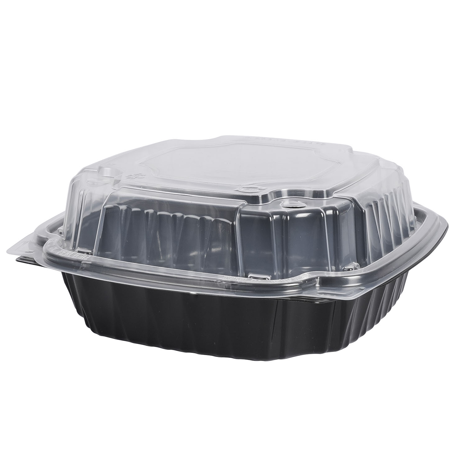 EcoSystems Polypropylene Hinged Container, Black; Clear, 8" x 8" x 3", 1/CS/150 - Image 5