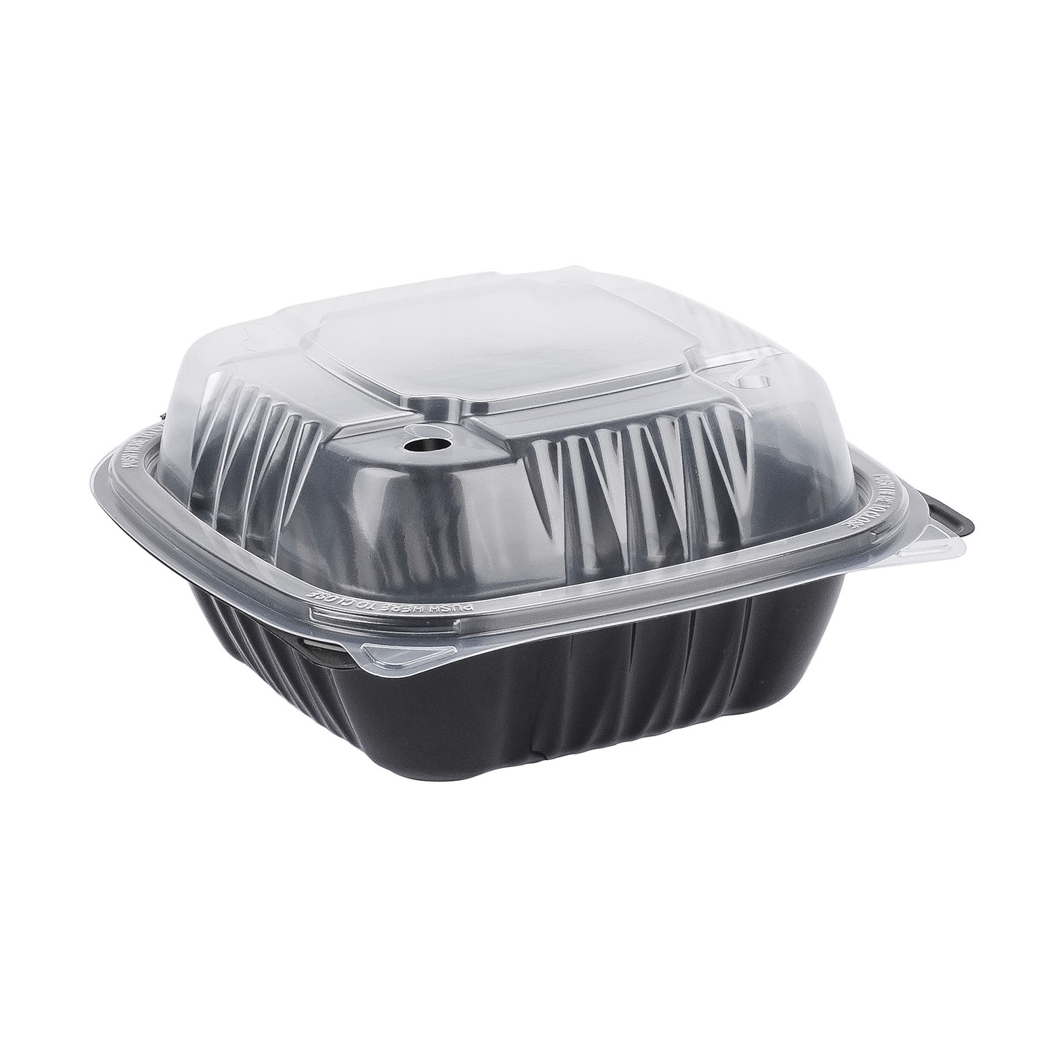 EcoSystems Polypropylene Hinged Container, Black/Clear, 6" x 6" x 3", 1/CS/300 - Image 2