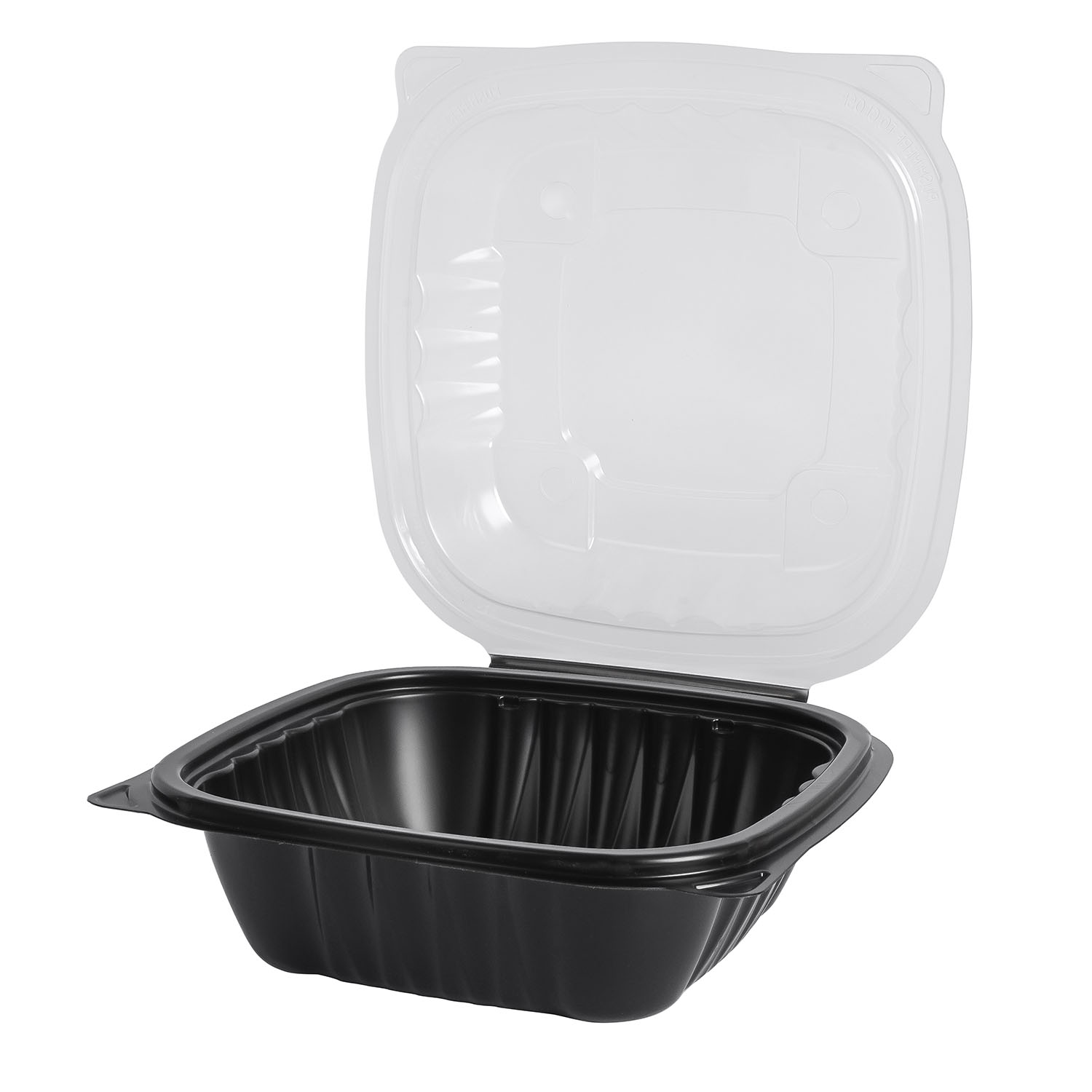 EcoSystems Polypropylene Hinged Container, Black/Clear, 6" x 6" x 3", 1/CS/300 - Image 3