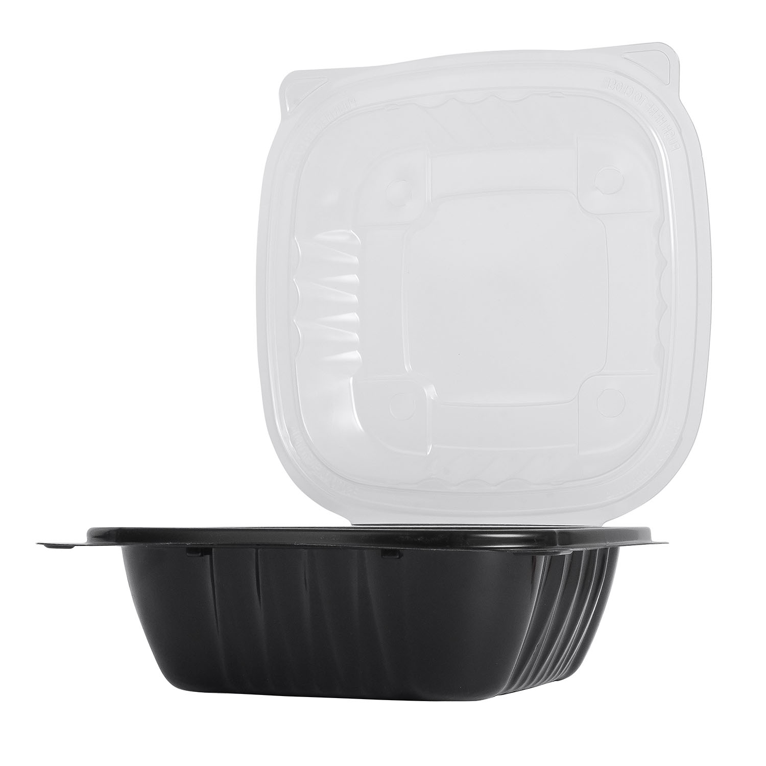 EcoSystems Polypropylene Hinged Container, Black/Clear, 6" x 6" x 3", 1/CS/300 - Image 4
