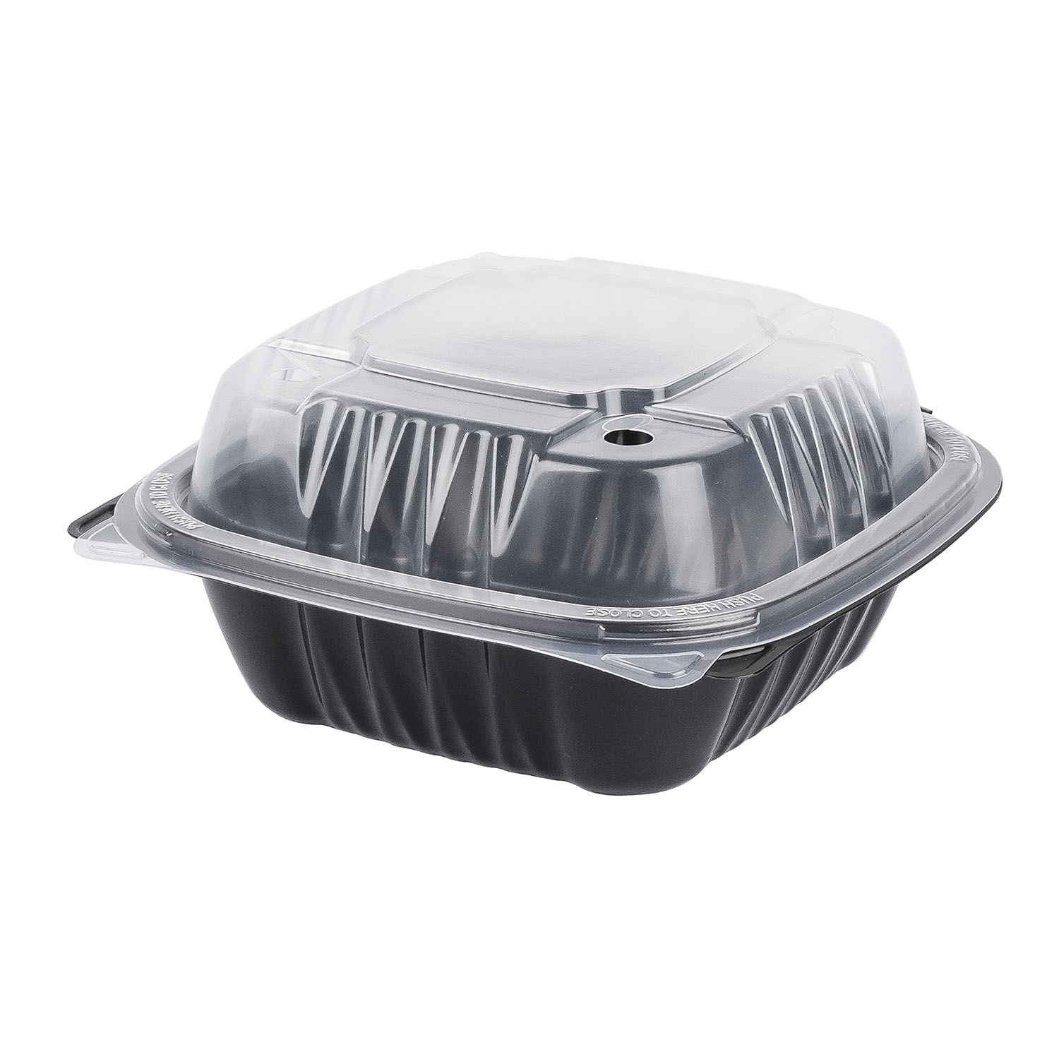 EcoSystems Polypropylene Hinged Container, Black/Clear, 6" x 6" x 3", 1/CS/300 - Image 5