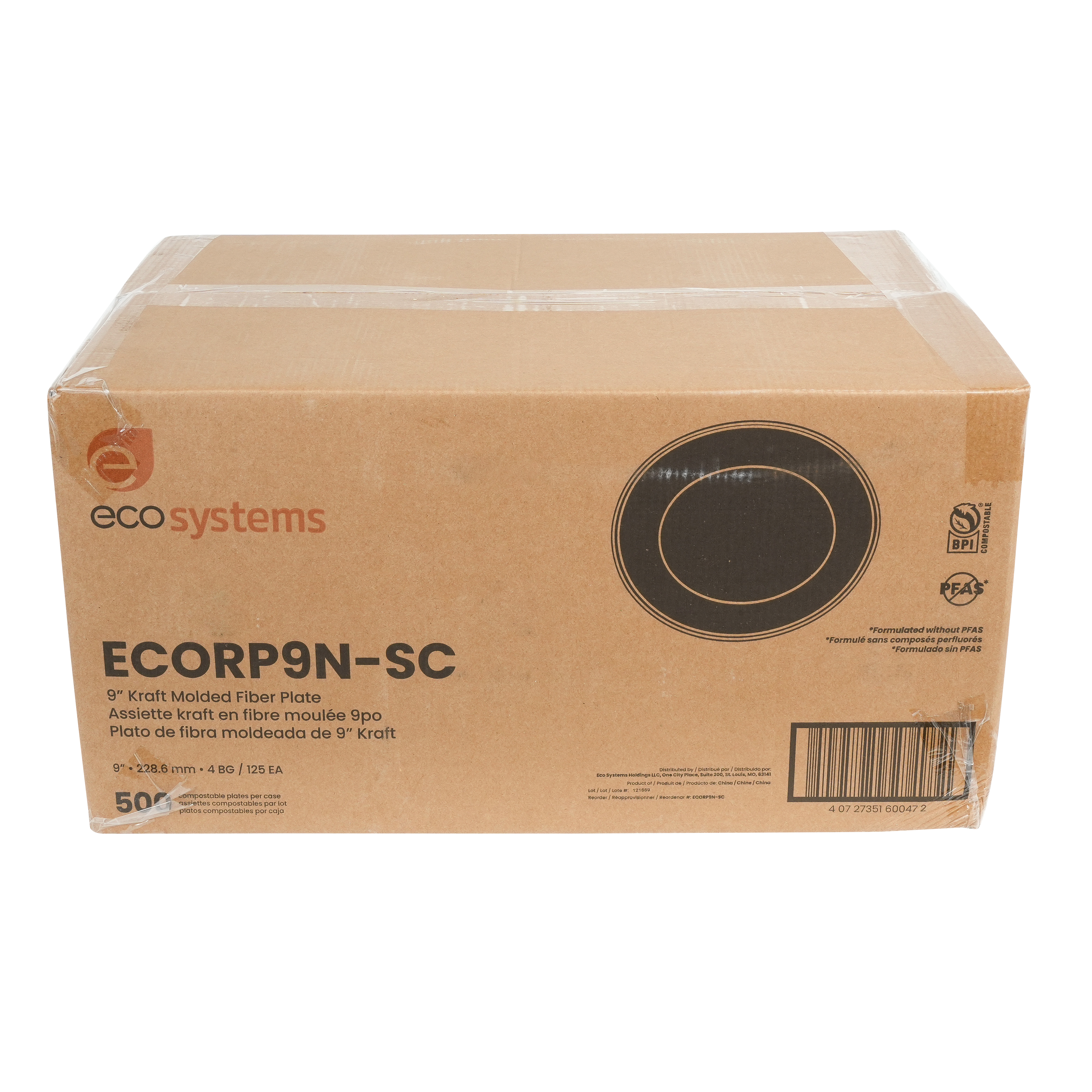 EcoSystems Formulated Molded Fiber Plate, Kraft, 9", No Intentionally Added PFAS - Image 4