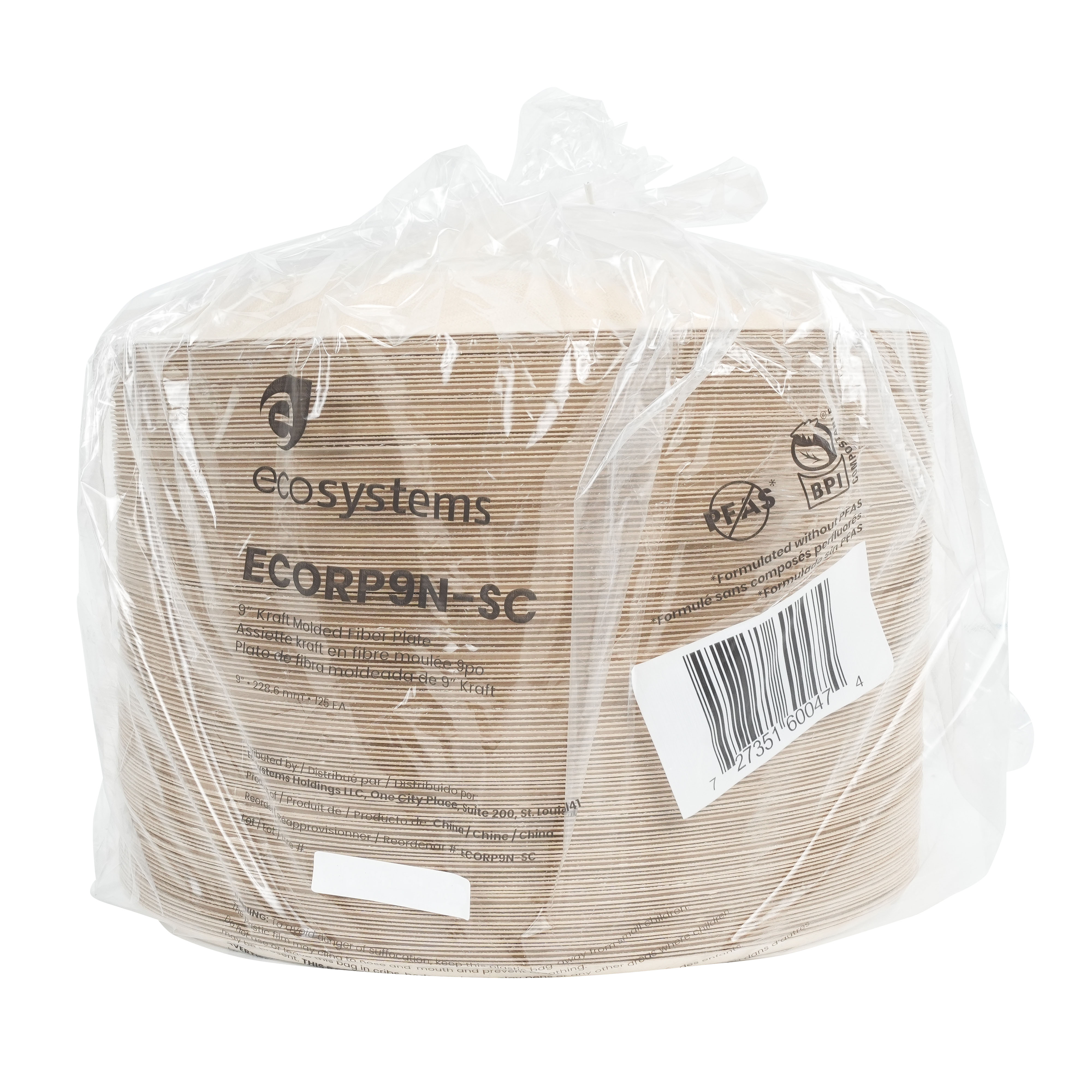EcoSystems Formulated Molded Fiber Plate, Kraft, 9", No Intentionally Added PFAS - Image 2