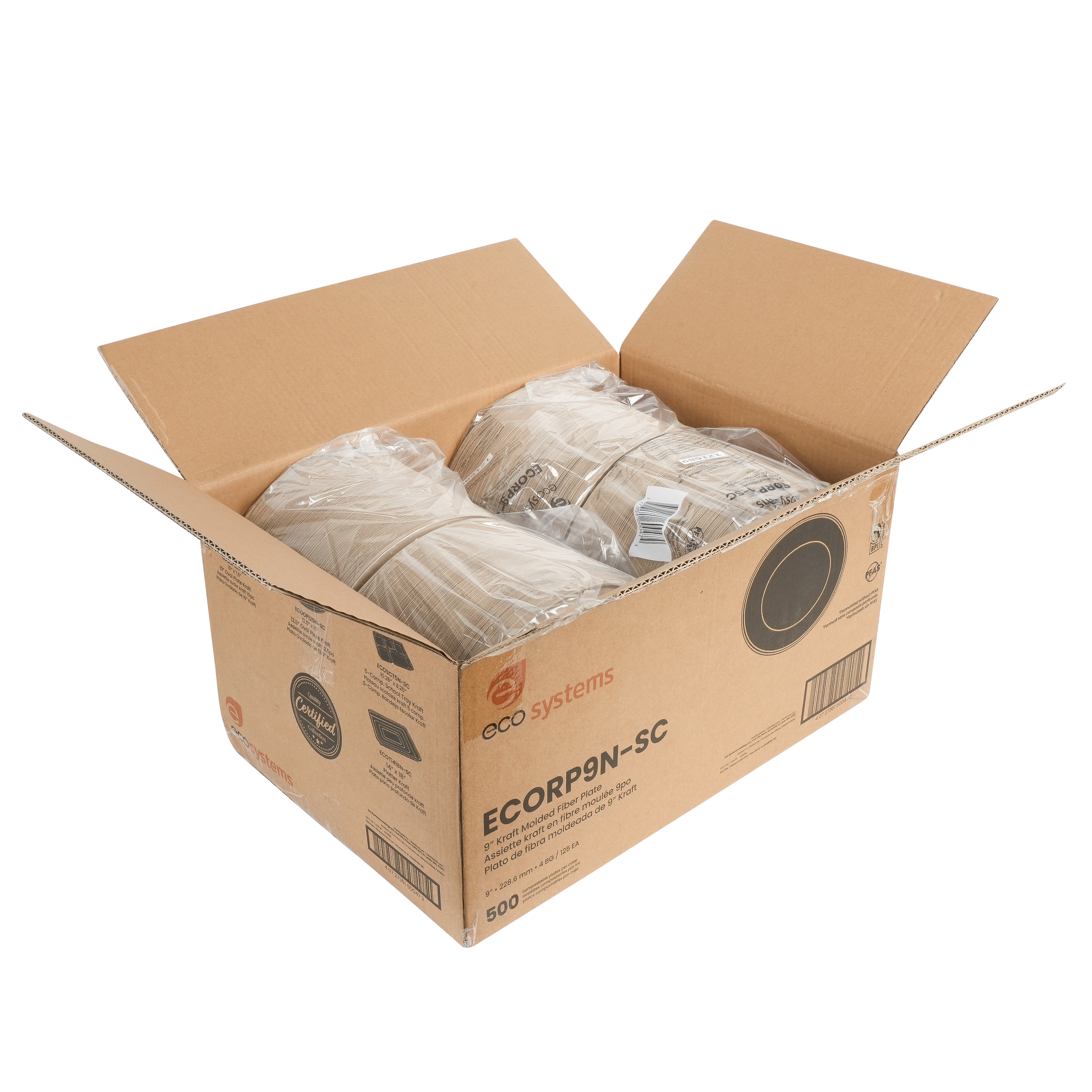 EcoSystems Formulated Molded Fiber Plate, Kraft, 9", No Intentionally Added PFAS - Image 3