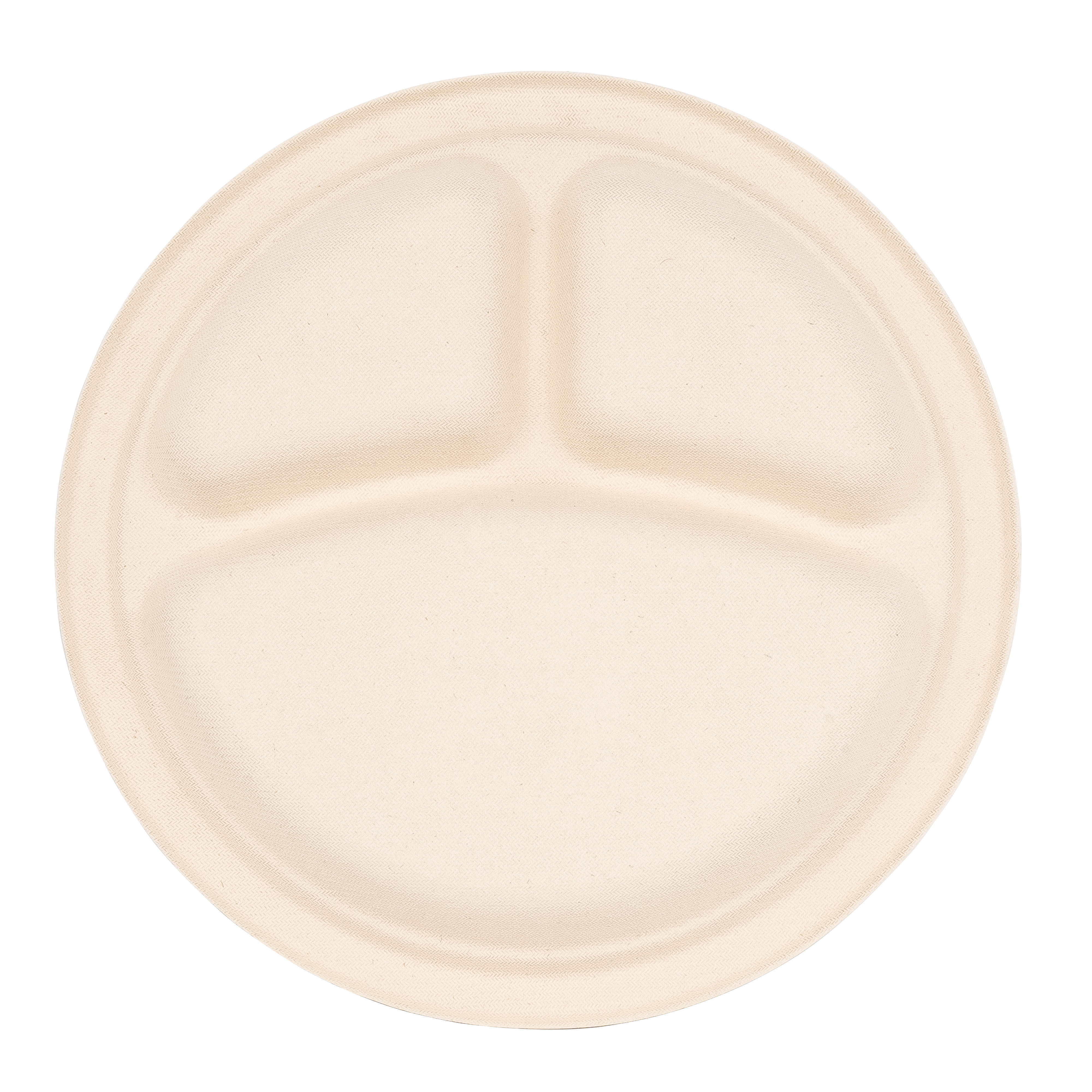 EcoSystems 3-Compartment Formulated Molded Fiber Plate, Kraft, 9", No Intentionally Added PFAS