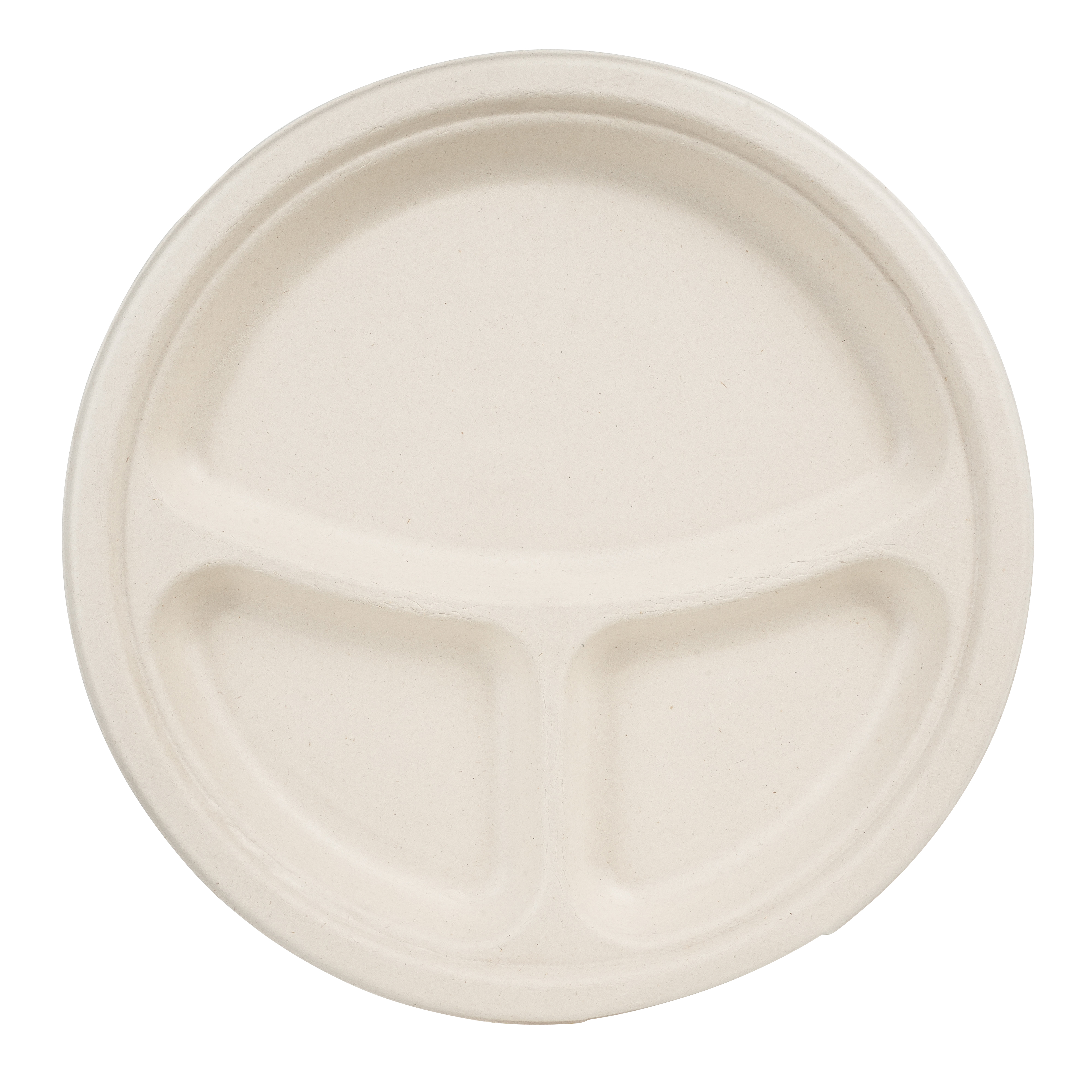 EcoSystems 3-Compartment Formulated Molded Fiber Plate, Kraft, 10", No Intentionally Added PFAS