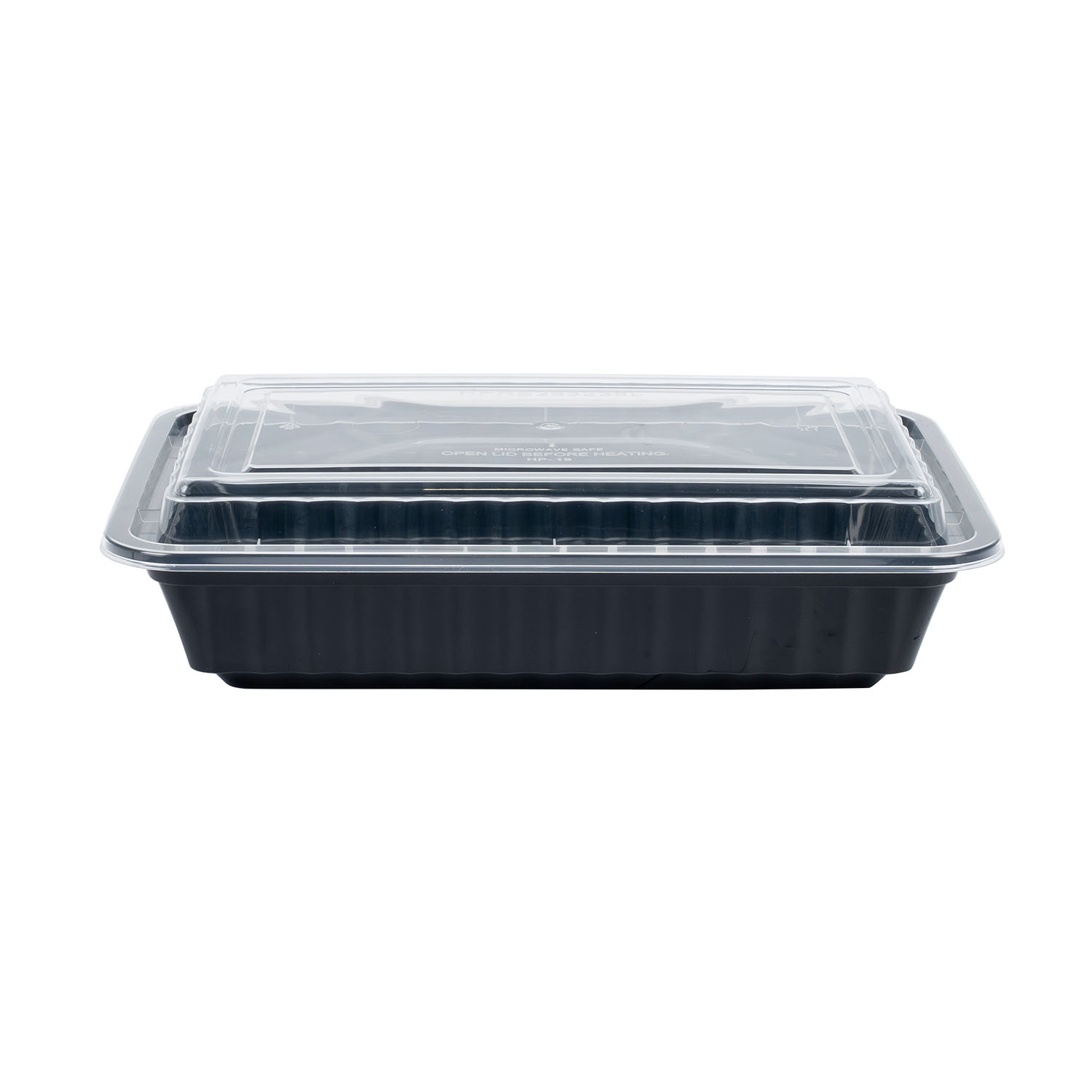 EcoSystems 2 Piece Microwavable Rectangle Container, Black/ Clear, 32 oz