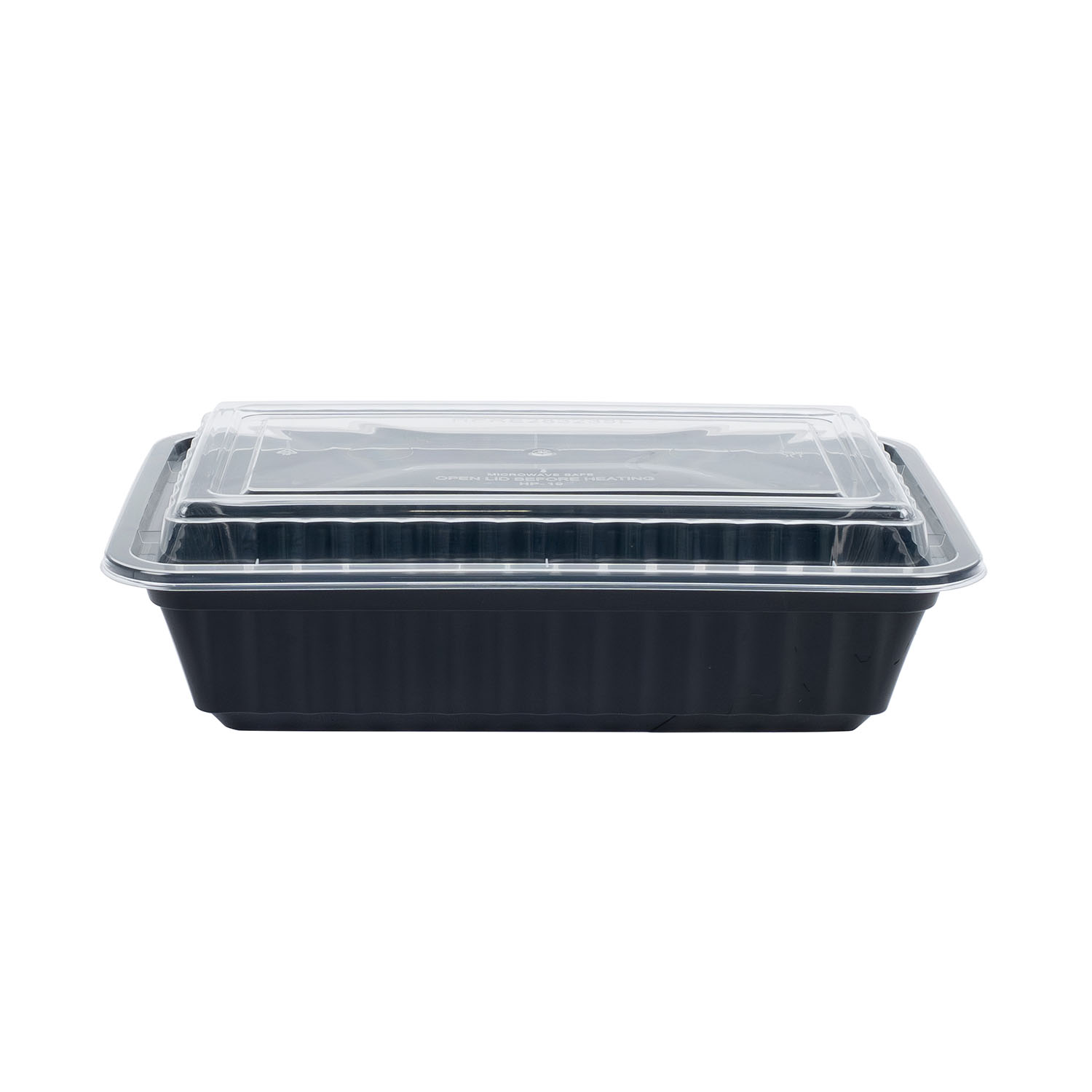 EcoSystems 2 Piece Microwavable Rectangle Container, Black/ Clear, 38 oz