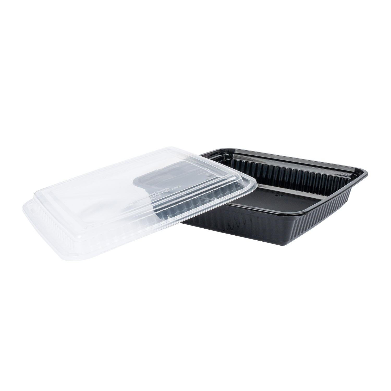 EcoSystems 2 Piece Microwavable Rectangle Container, Black/ Clear, 48 oz