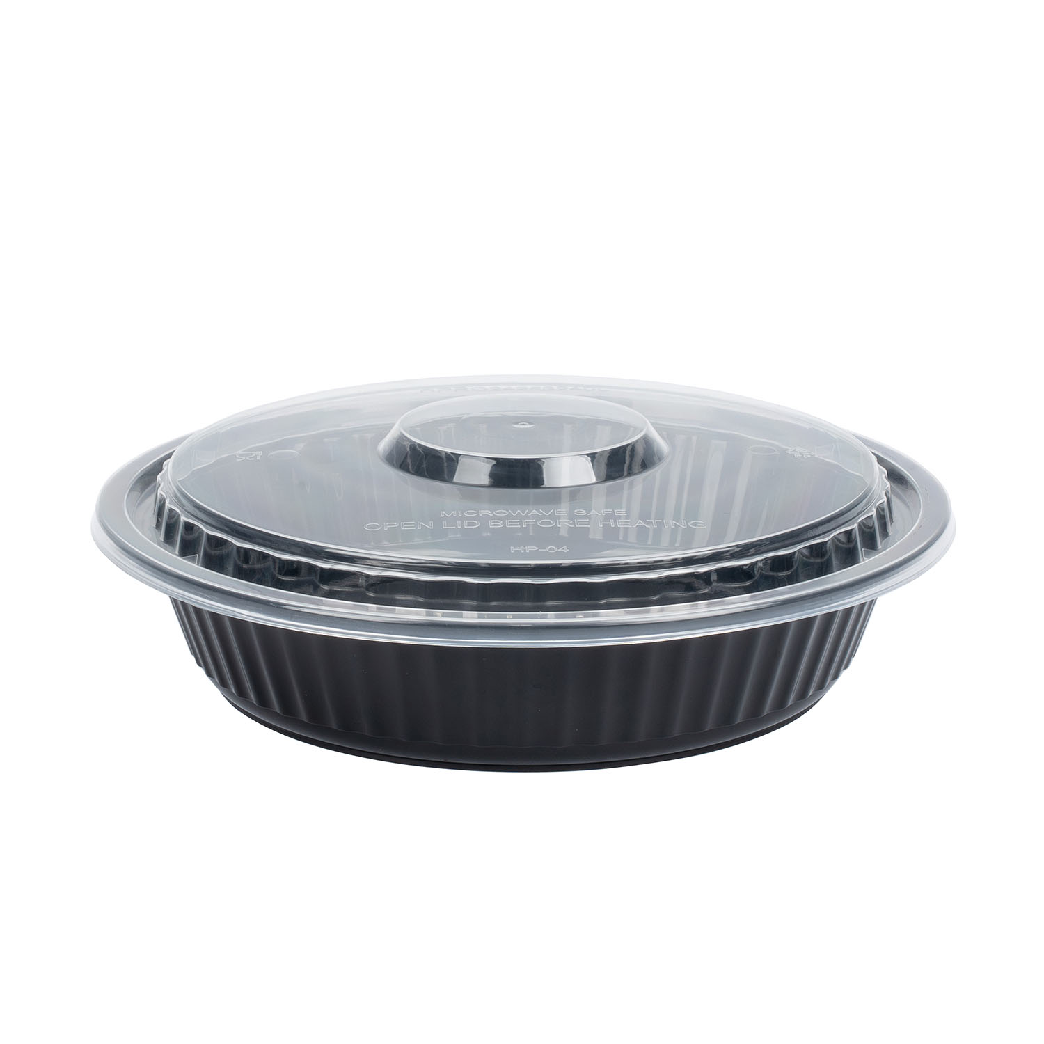 EcoSystems 2 Piece Microwavable Round Container, Black/ Clear, 24 oz