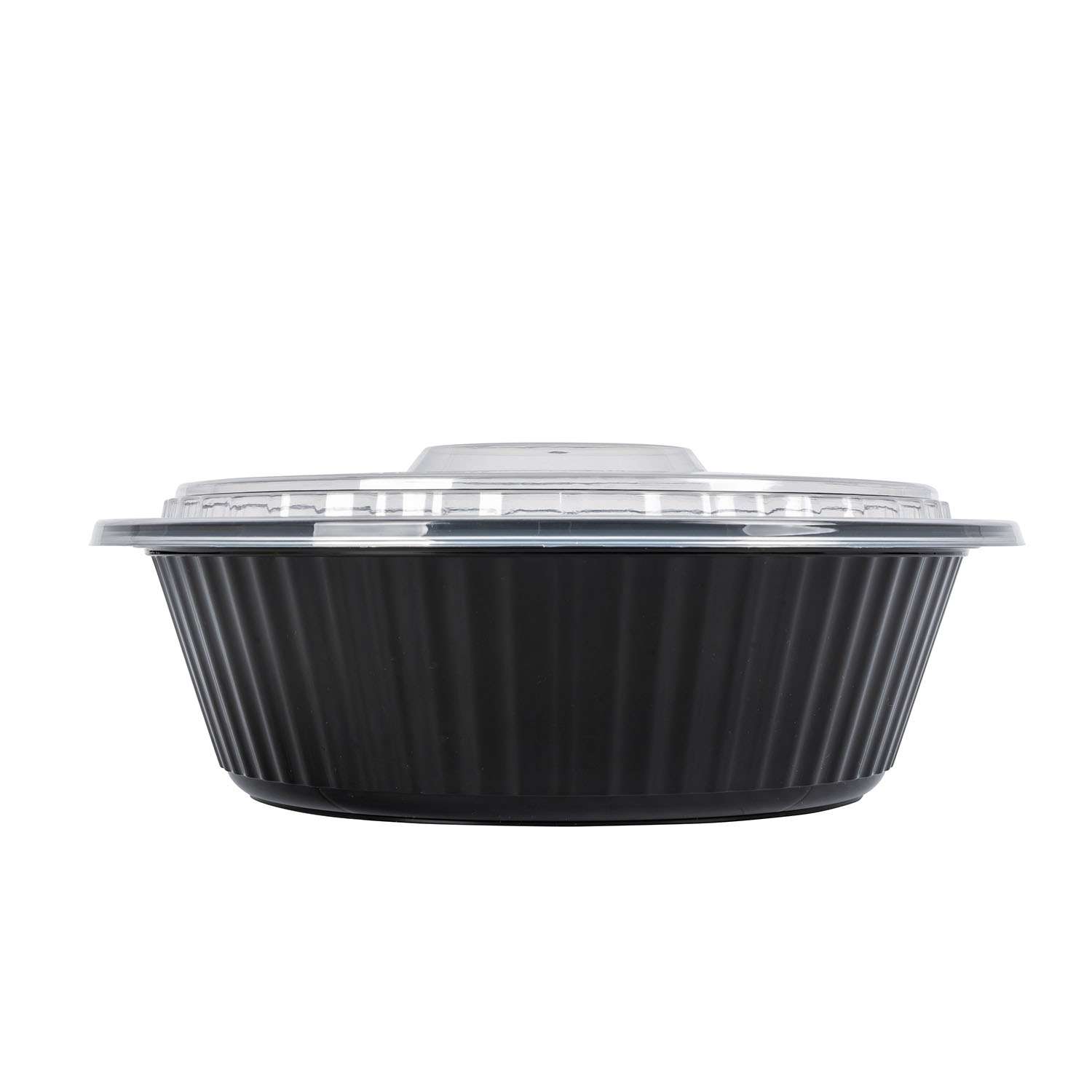 EcoSystems 2 Piece Microwavable Round Container, Black/ Clear, 32 oz