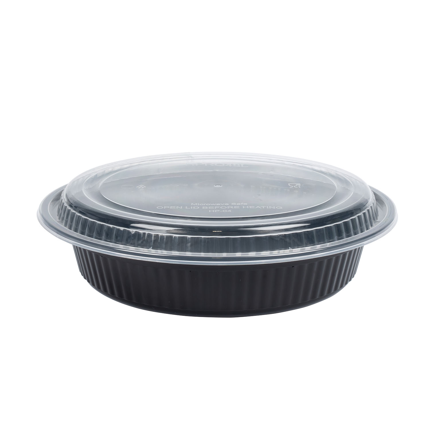 EcoSystems 2 Piece Microwavable Round Container, Black/ Clear, 48 oz