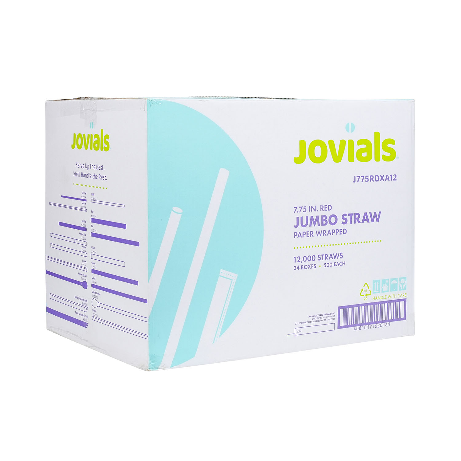 Jovials™ Jumbo Paper Wrapped Straw, Red, 7.75" - Image 4