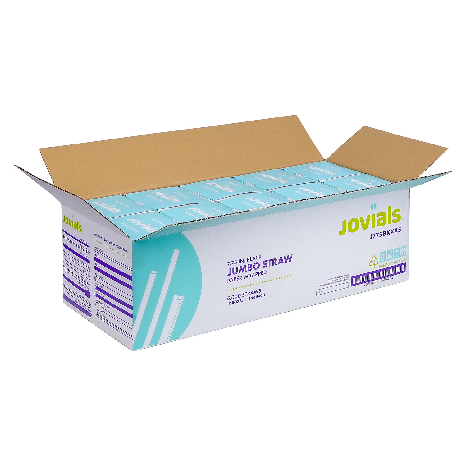 Jovials™ Jumbo Paper Wrapped Straw, Black, 7.75" - Image 5