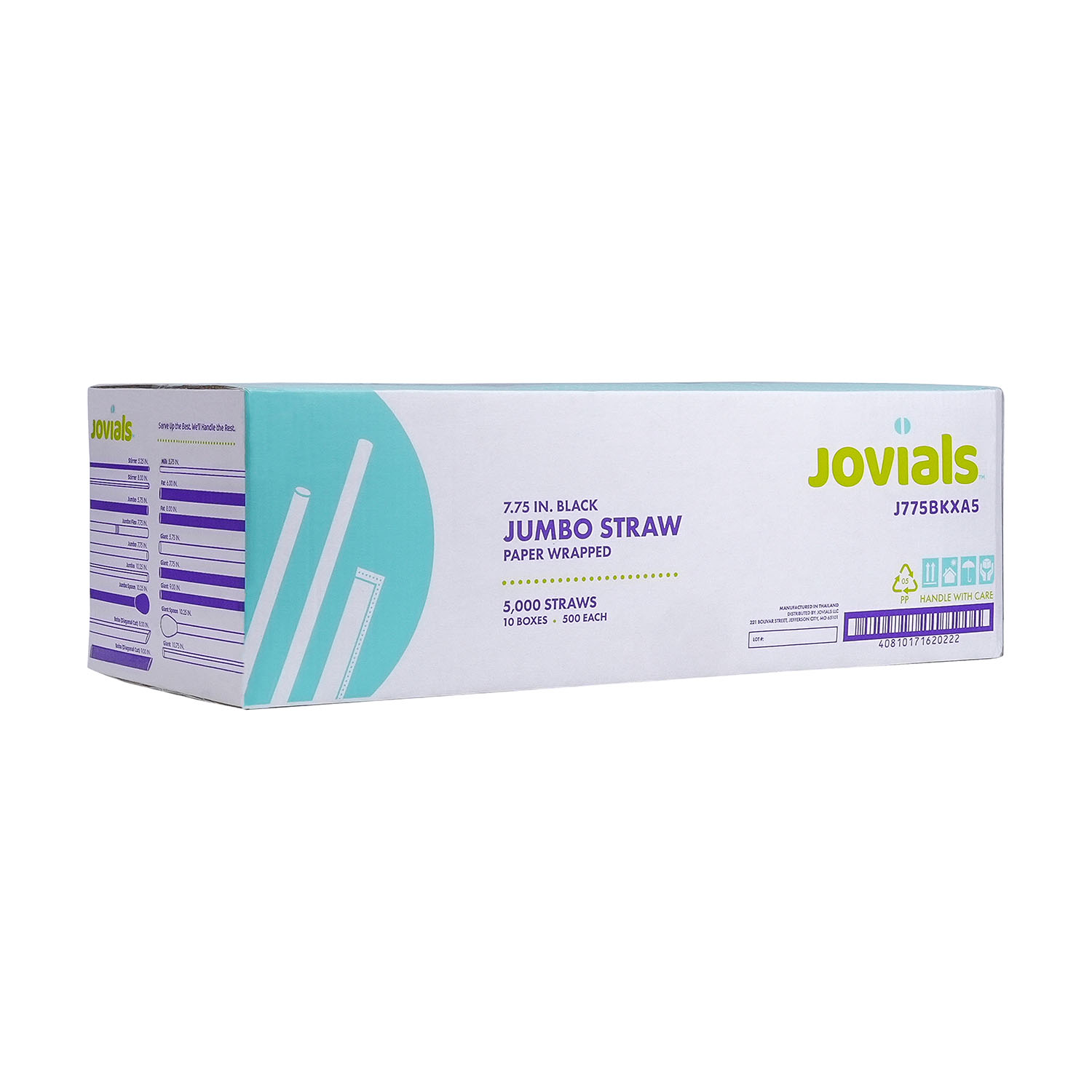 Jovials™ Jumbo Paper Wrapped Straw, Black, 7.75" - Image 4
