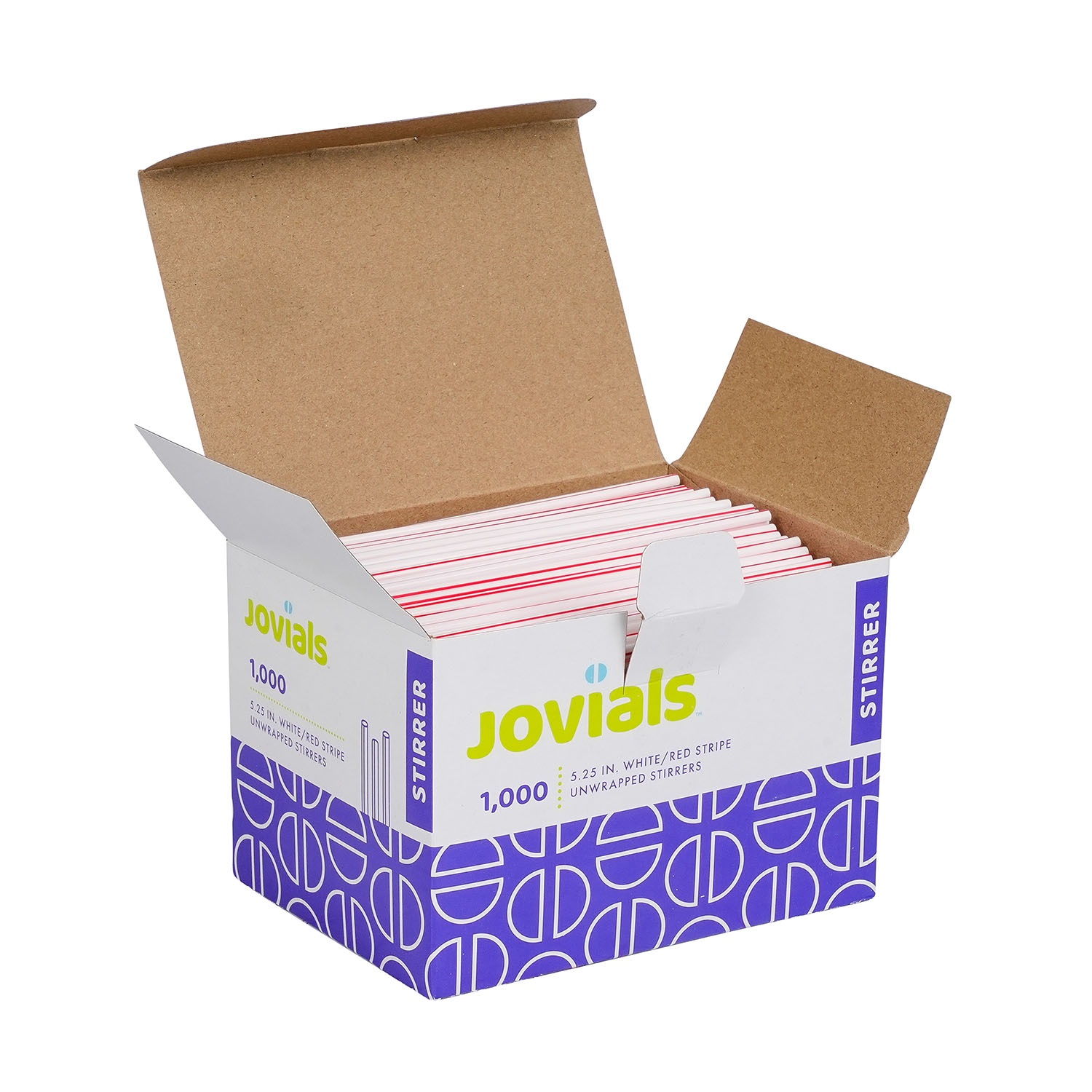Jovials™ Unwrapped Stirrer, White/Red Stripe, 5.25" - Image 3