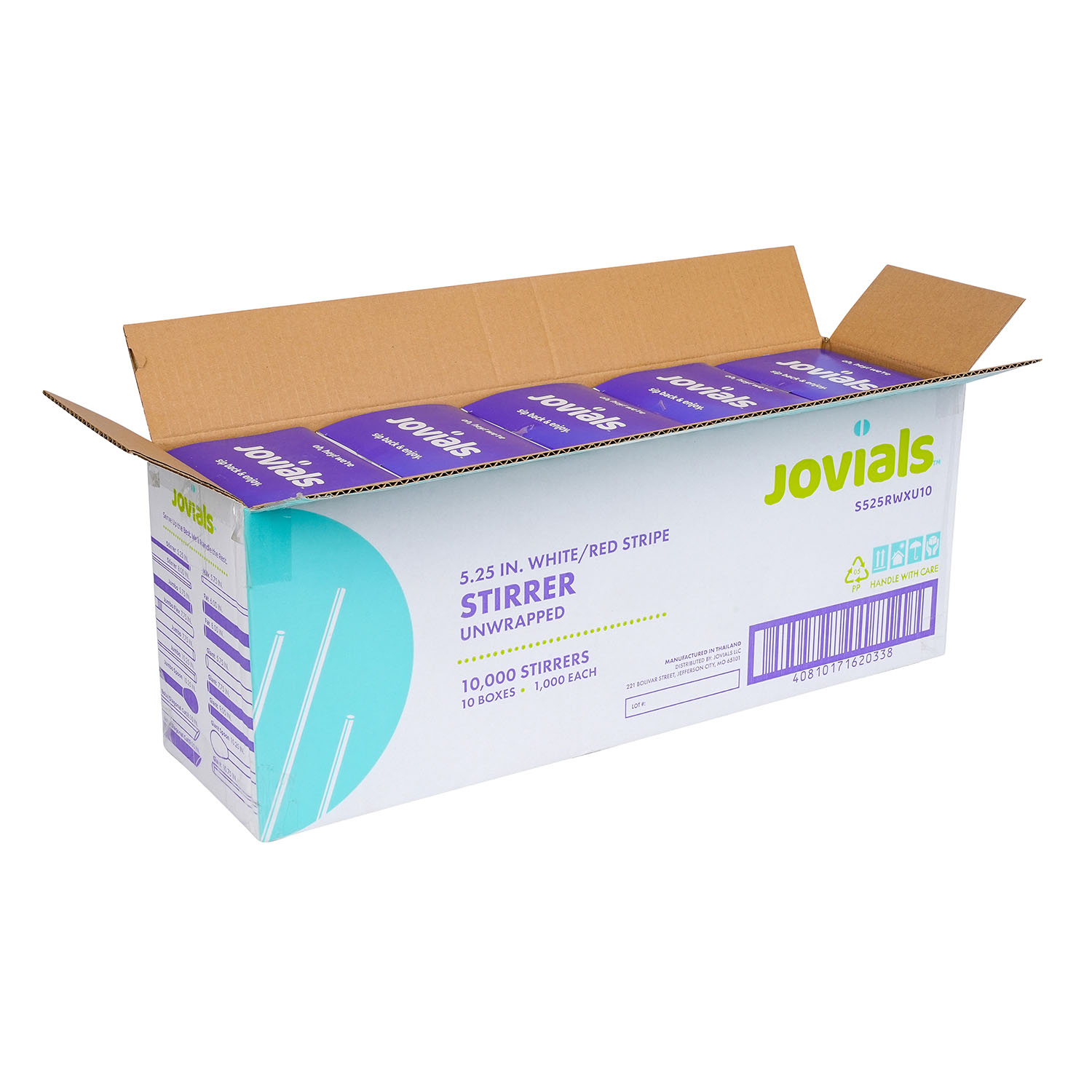 Jovials™ Unwrapped Stirrer, White/Red Stripe, 5.25" - Image 5