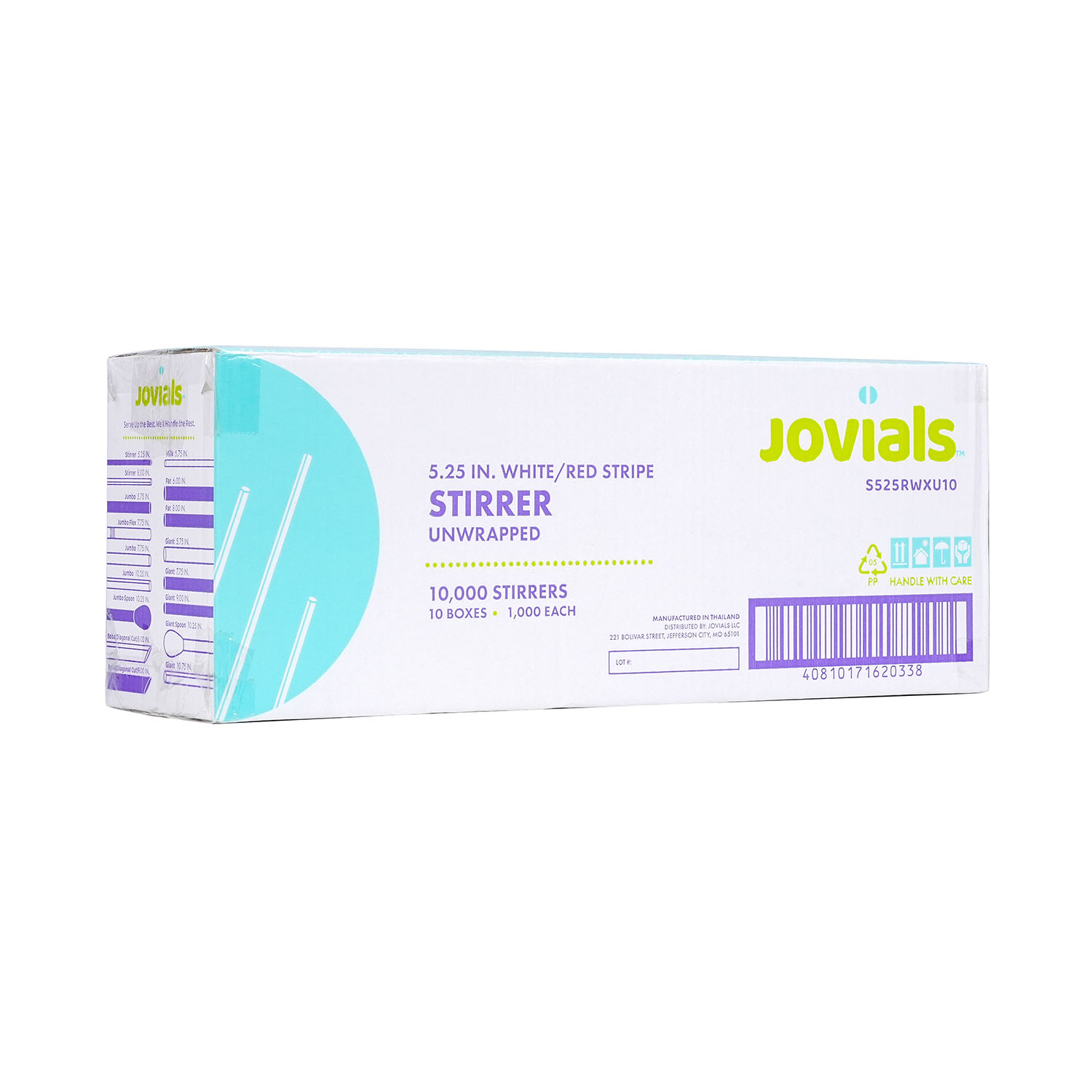 Jovials™ Unwrapped Stirrer, White/Red Stripe, 5.25" - Image 4