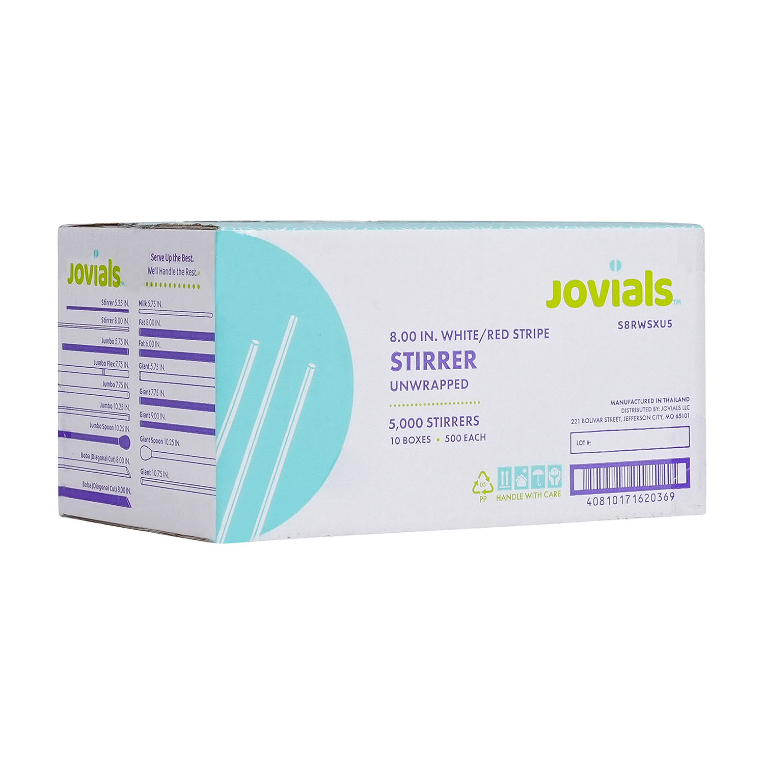 Jovials™ Unwrapped Collins Straw, White/Red Stripe, 8" - Image 4