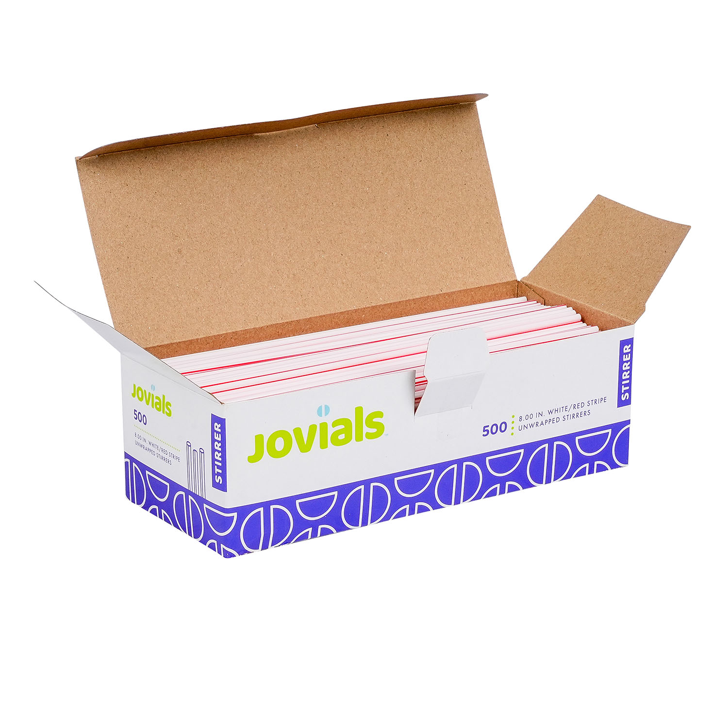 Jovials™ Unwrapped Collins Straw, White/Red Stripe, 8" - Image 3