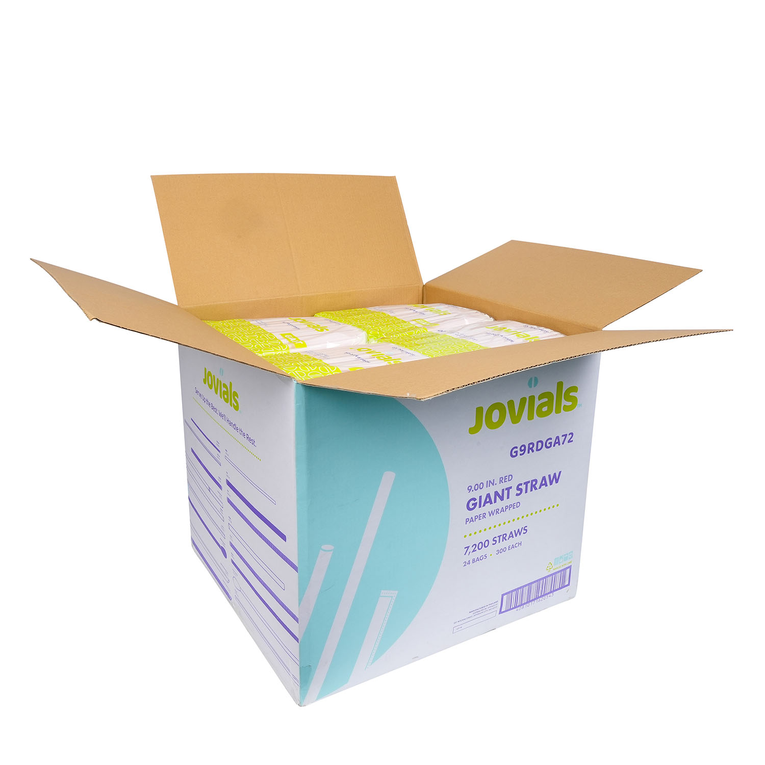 Jovials™ Giant Paper Wrapped Straw, Red, 9" - Image 4