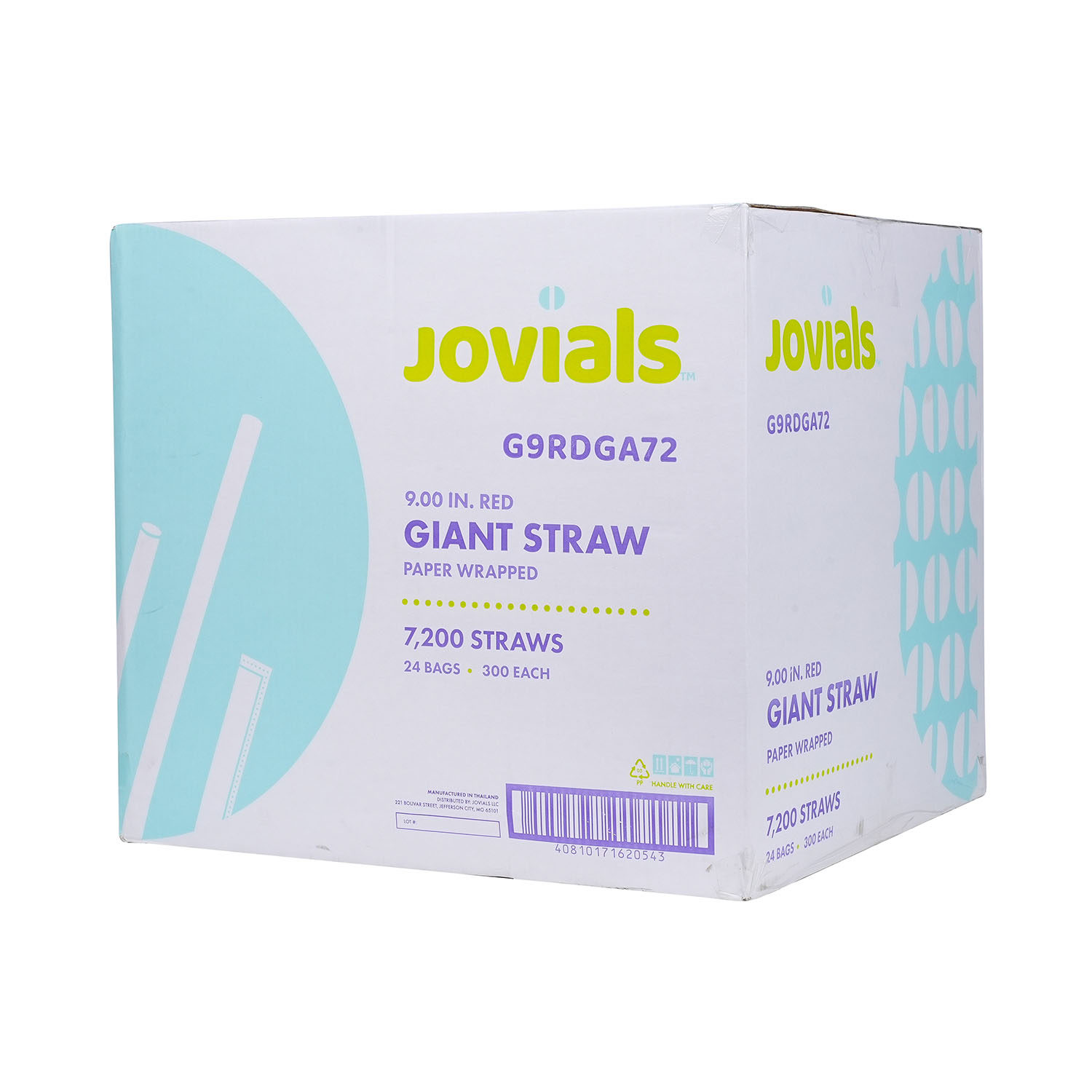 Jovials™ Giant Paper Wrapped Straw, Red, 9" - Image 3