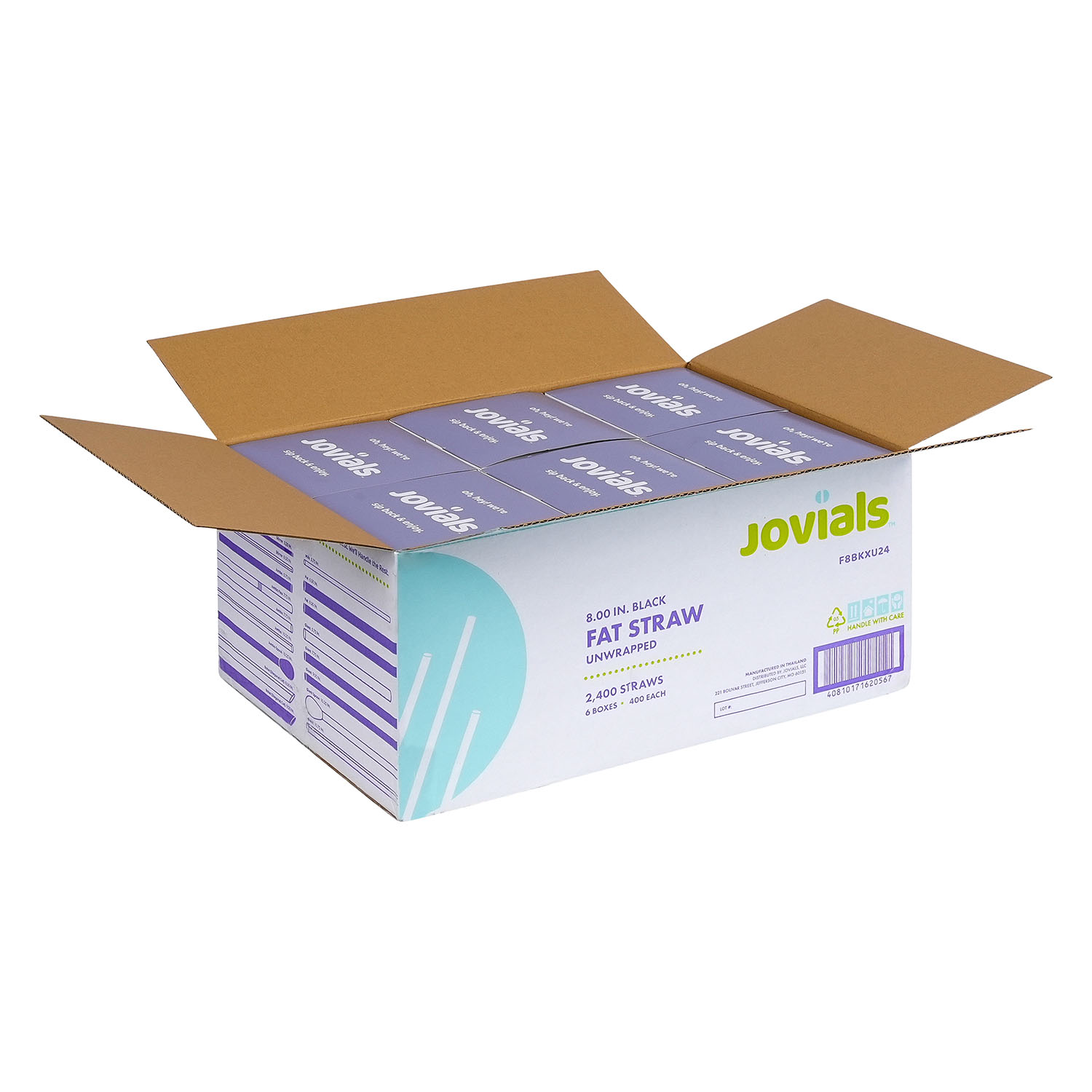Jovials™ Fat Unwrapped Straw, Black, 8" - Image 5