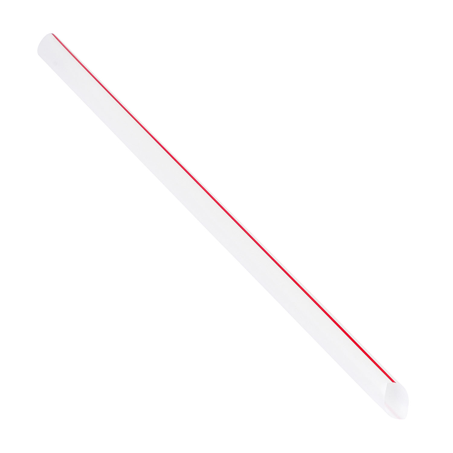 Jovials™ Unwrapped Boba Diagonal Cut Straw, White/Red Stripe, 8"
