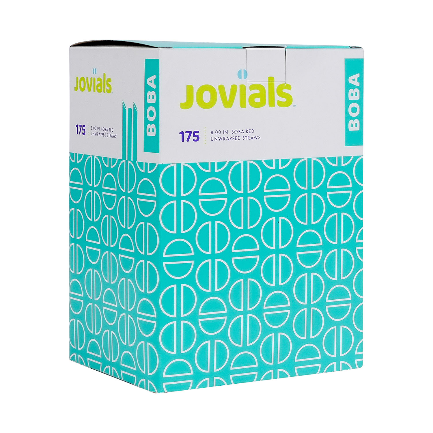 Jovials™ Unwrapped Boba Diagonal Cut Straw, Red, 8" - Image 2