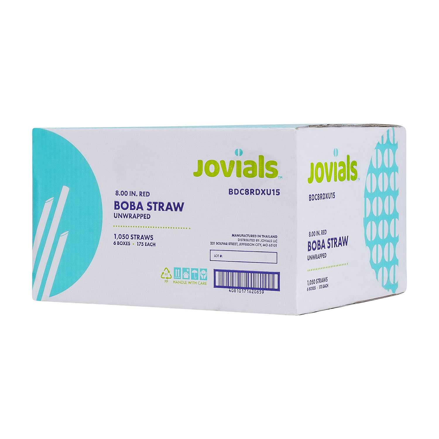 Jovials™ Unwrapped Boba Diagonal Cut Straw, Red, 8" - Image 4