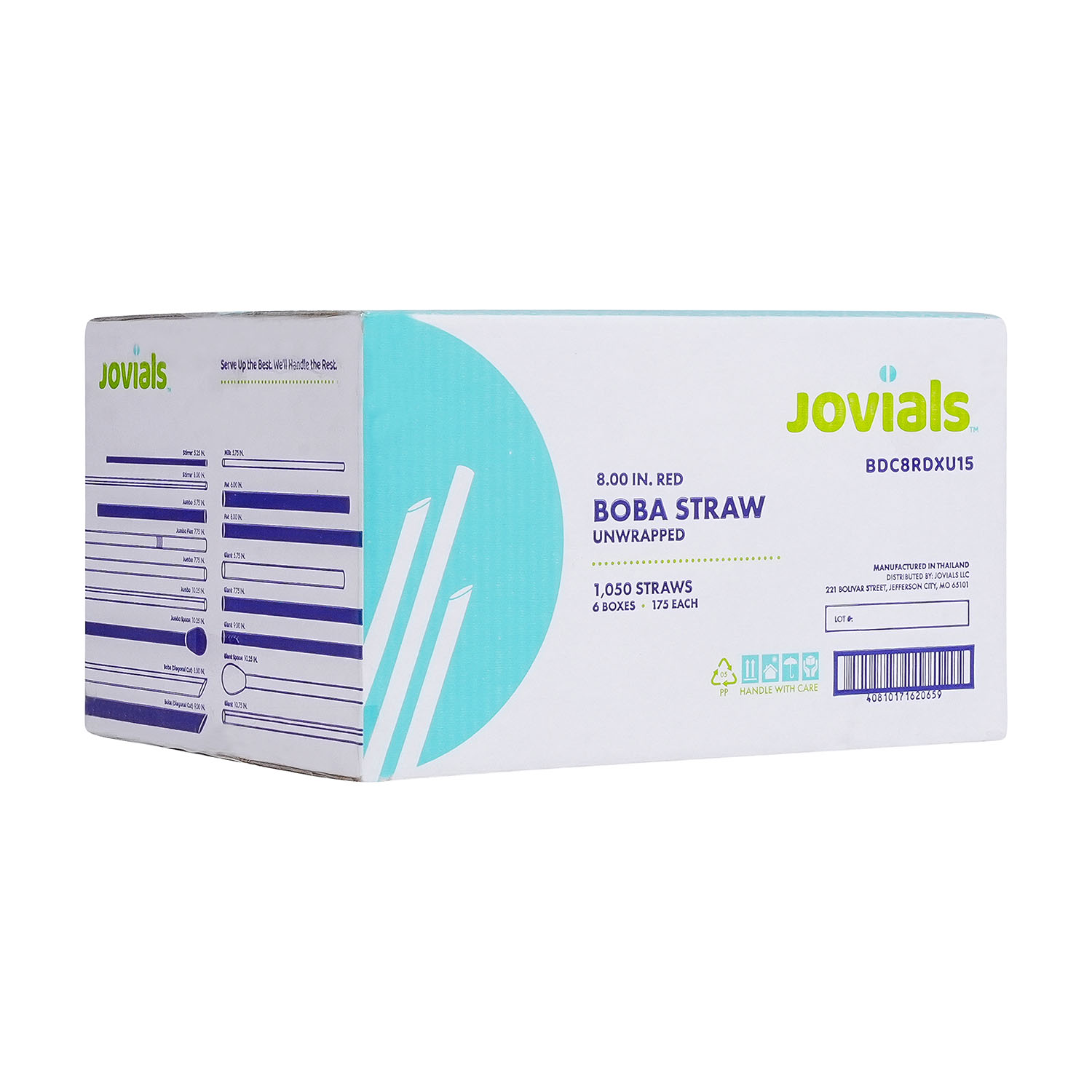 Jovials™ Unwrapped Boba Diagonal Cut Straw, Red, 8" - Image 4