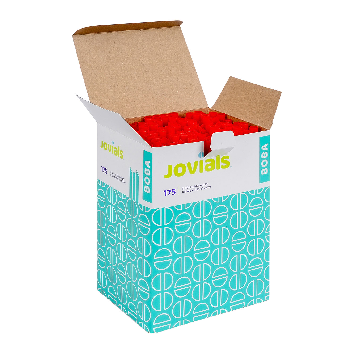 Jovials™ Unwrapped Boba Diagonal Cut Straw, Red, 8" - Image 3