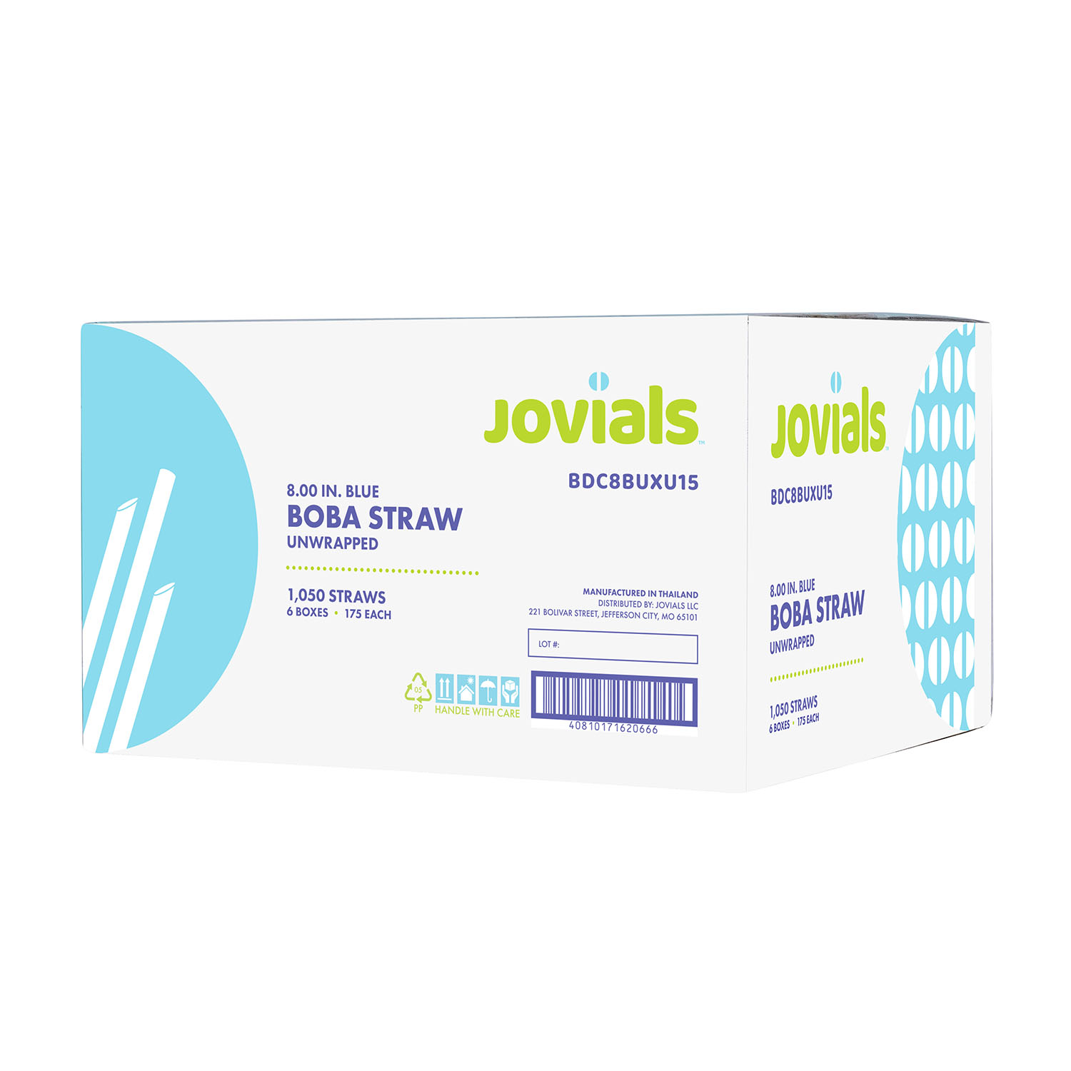 Jovials™ Unwrapped Boba Diagonal Cut Straw, Blue, 8" - Image 4