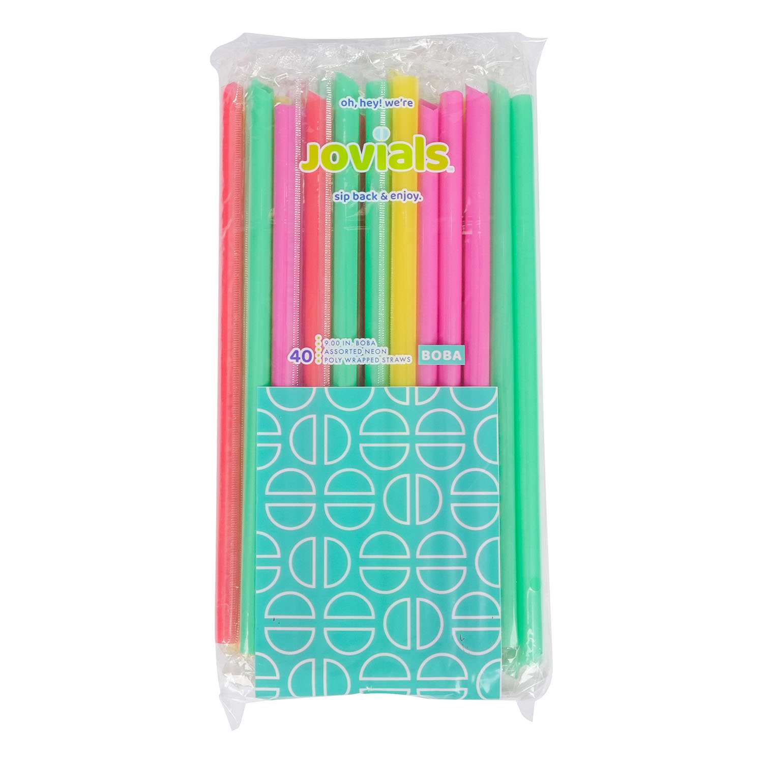 Jovials™ Poly Wrapped Boba Diagonal Cut Straw, Neon, 9" - Image 2