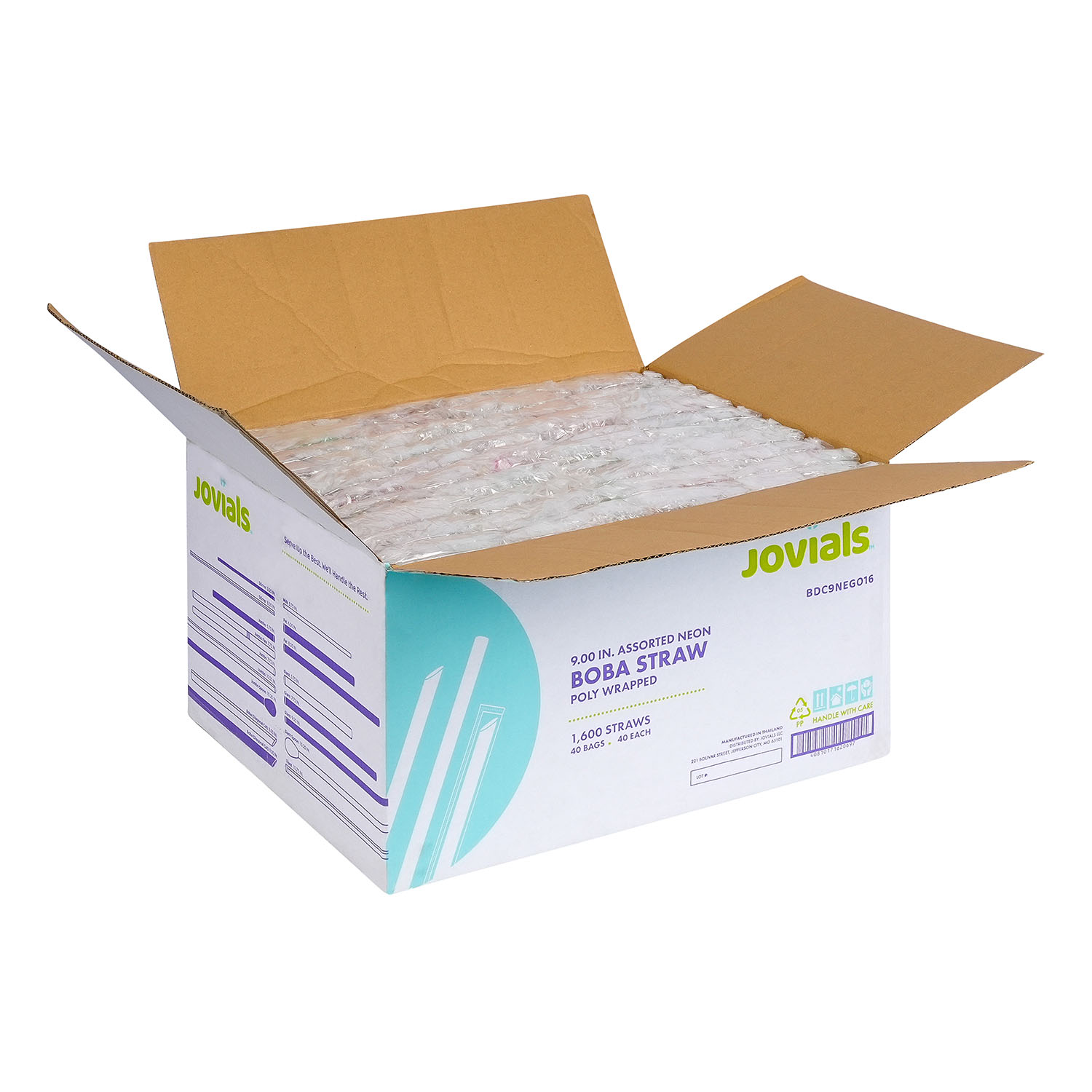 Jovials™ Poly Wrapped Boba Diagonal Cut Straw, Neon, 9" - Image 4