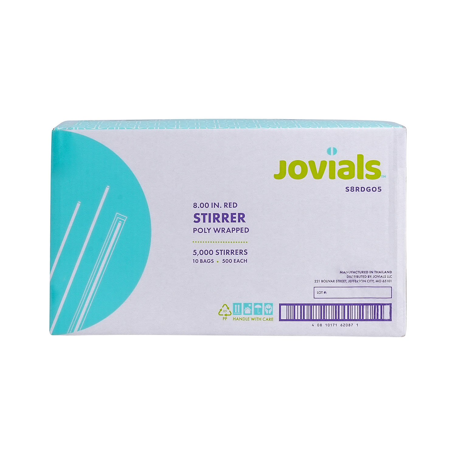 Jovials™ Polypropylene Wrapped Stirrer, Red, 8" - Image 5