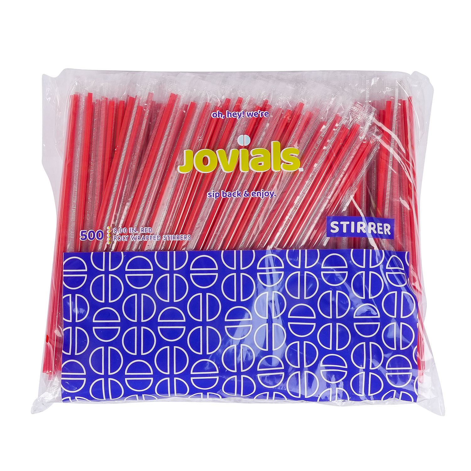 Jovials™ Polypropylene Wrapped Stirrer, Red, 8" - Image 2