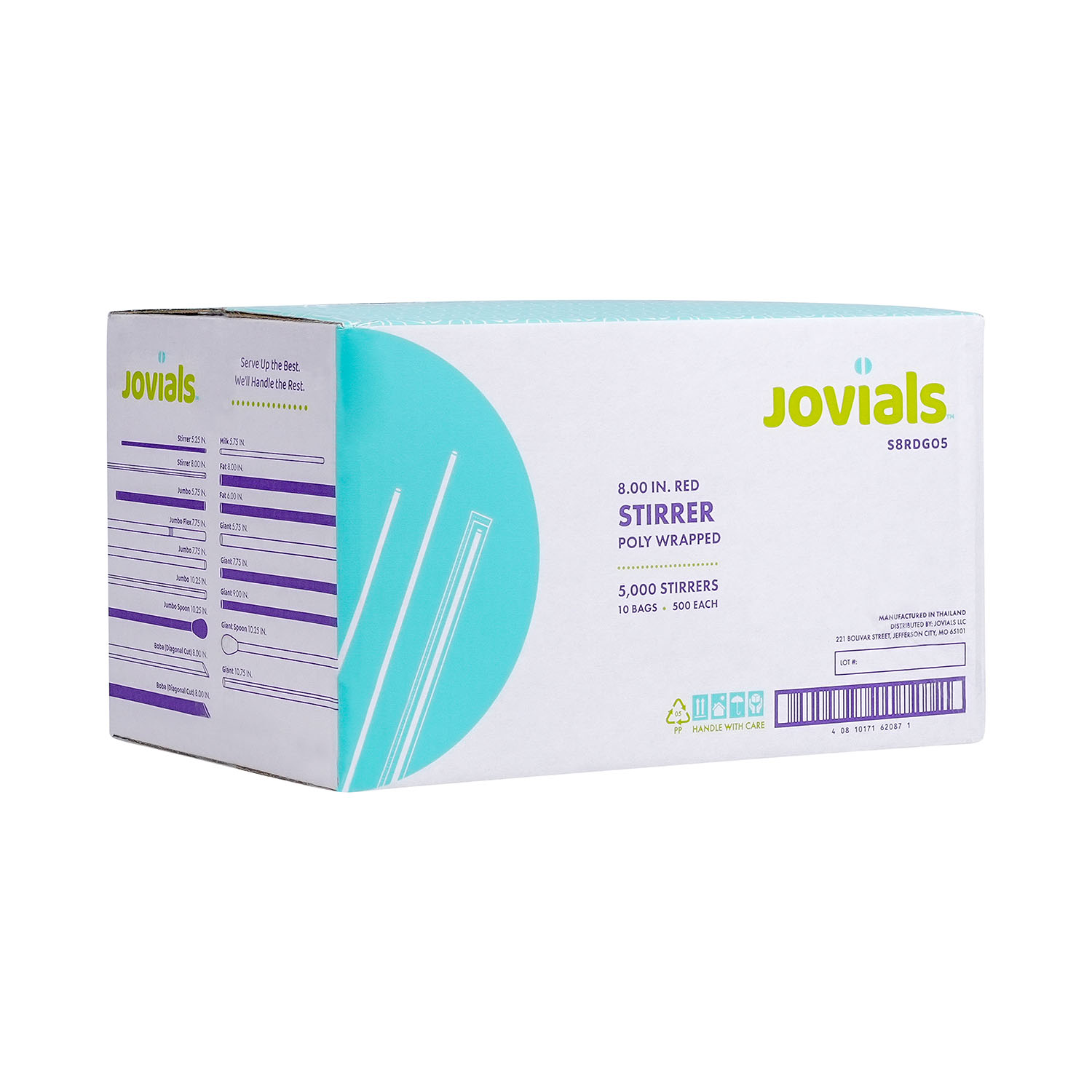 Jovials™ Polypropylene Wrapped Stirrer, Red, 8" - Image 3