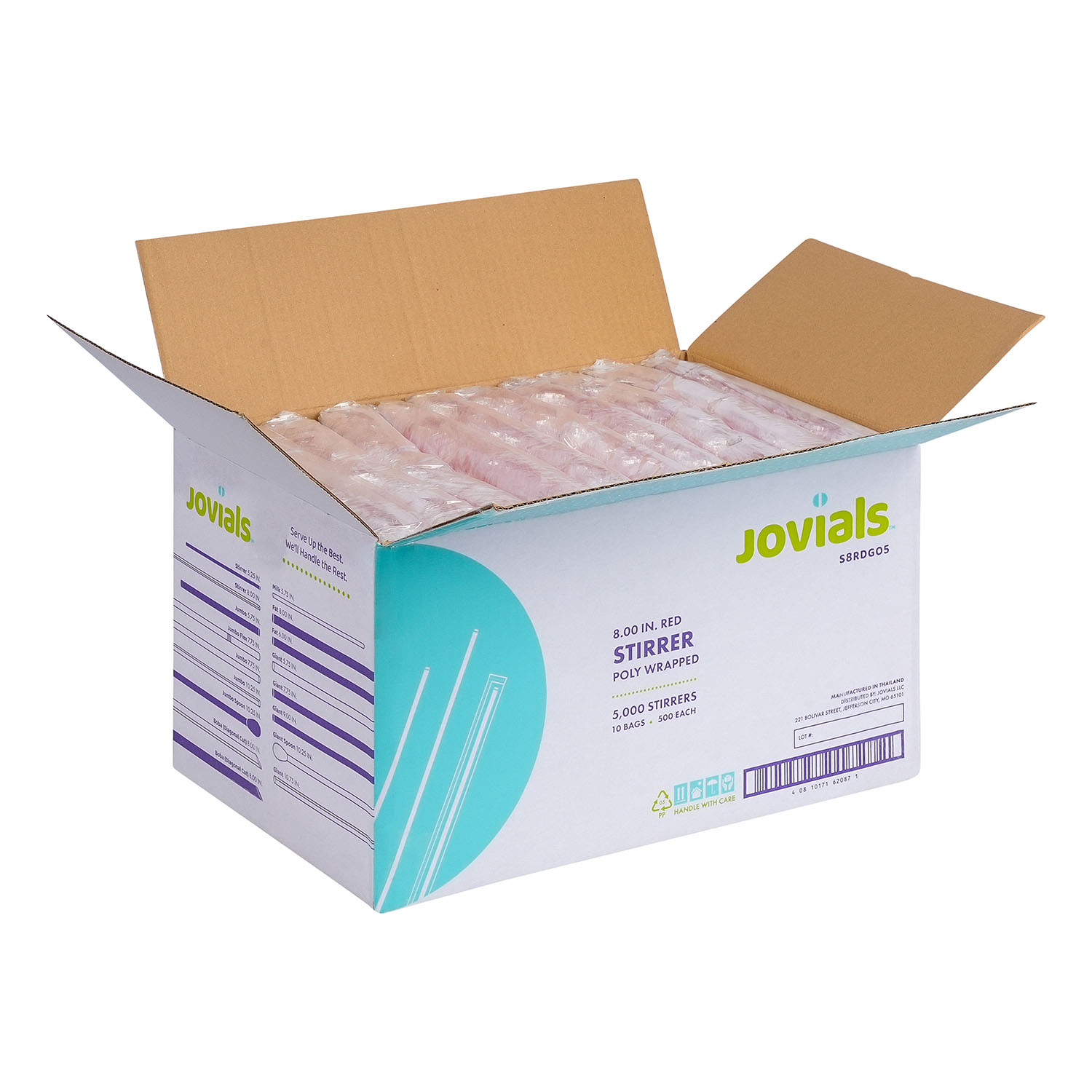 Jovials™ Polypropylene Wrapped Stirrer, Red, 8" - Image 4