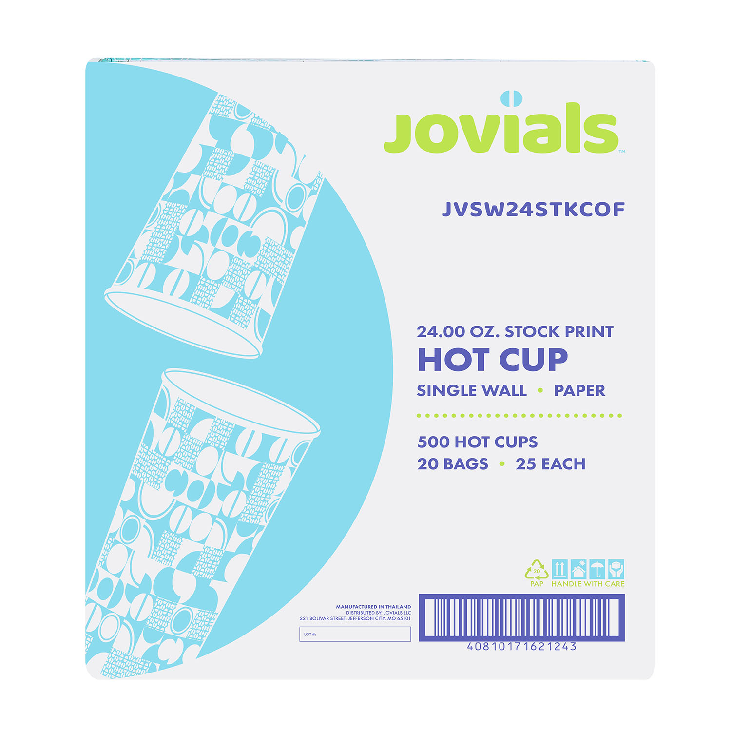 Jovials™ Paper Single Wall Hot Cup, Coffee Stock Print, 24 oz - Image 5