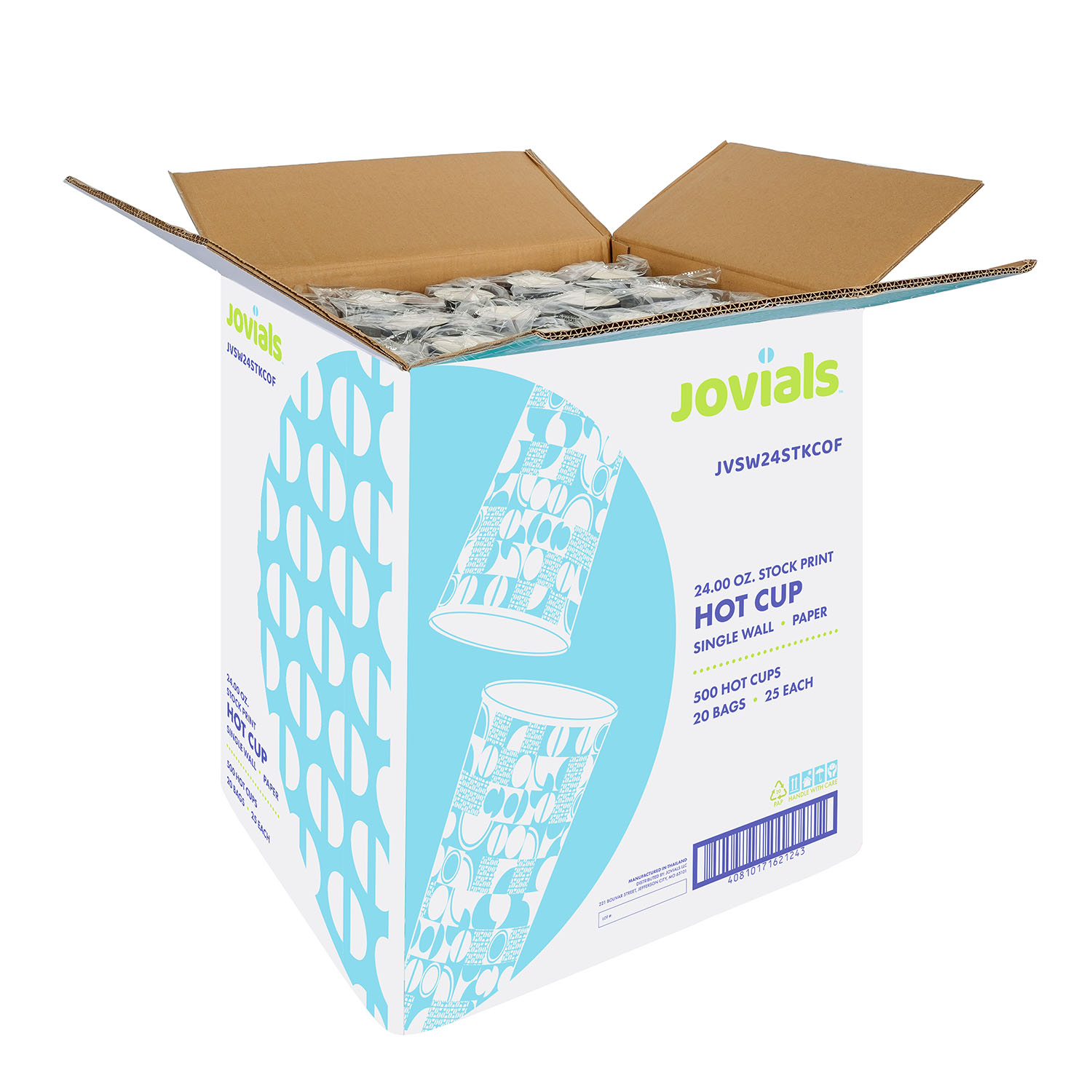 Jovials™ Paper Single Wall Hot Cup, Coffee Stock Print, 24 oz - Image 4