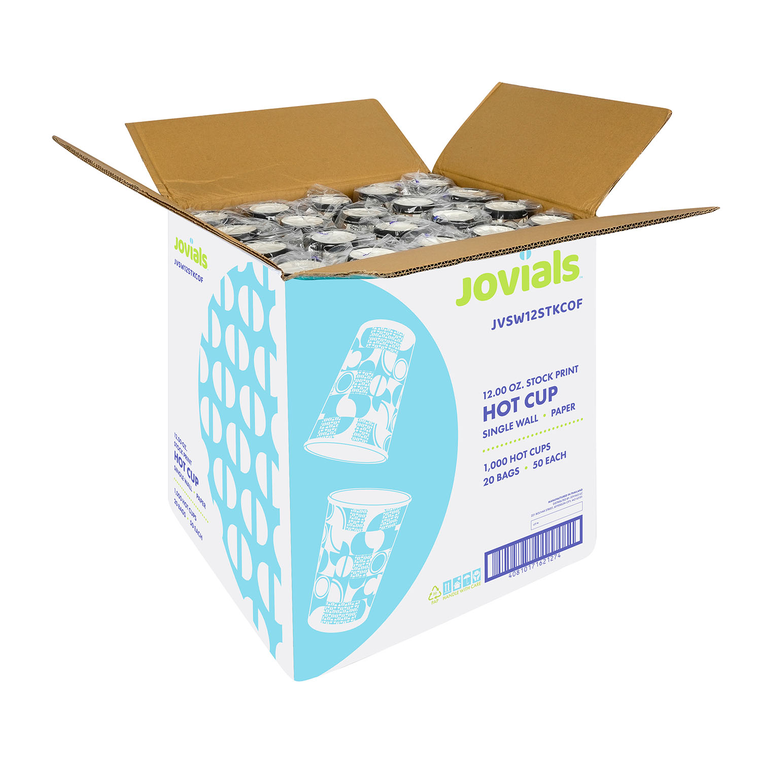 Jovials™ Paper Single Wall Hot Cup, Coffee Stock Print, 12 oz - Image 4