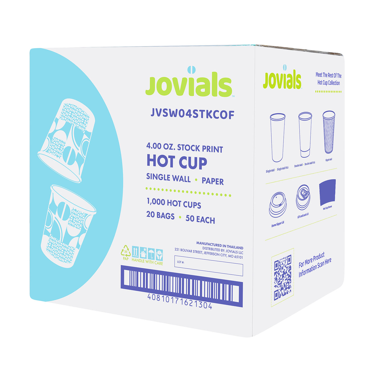 Jovials™ Paper Single Wall Hot Cup, Coffee Stock Print, 4 oz - Image 3