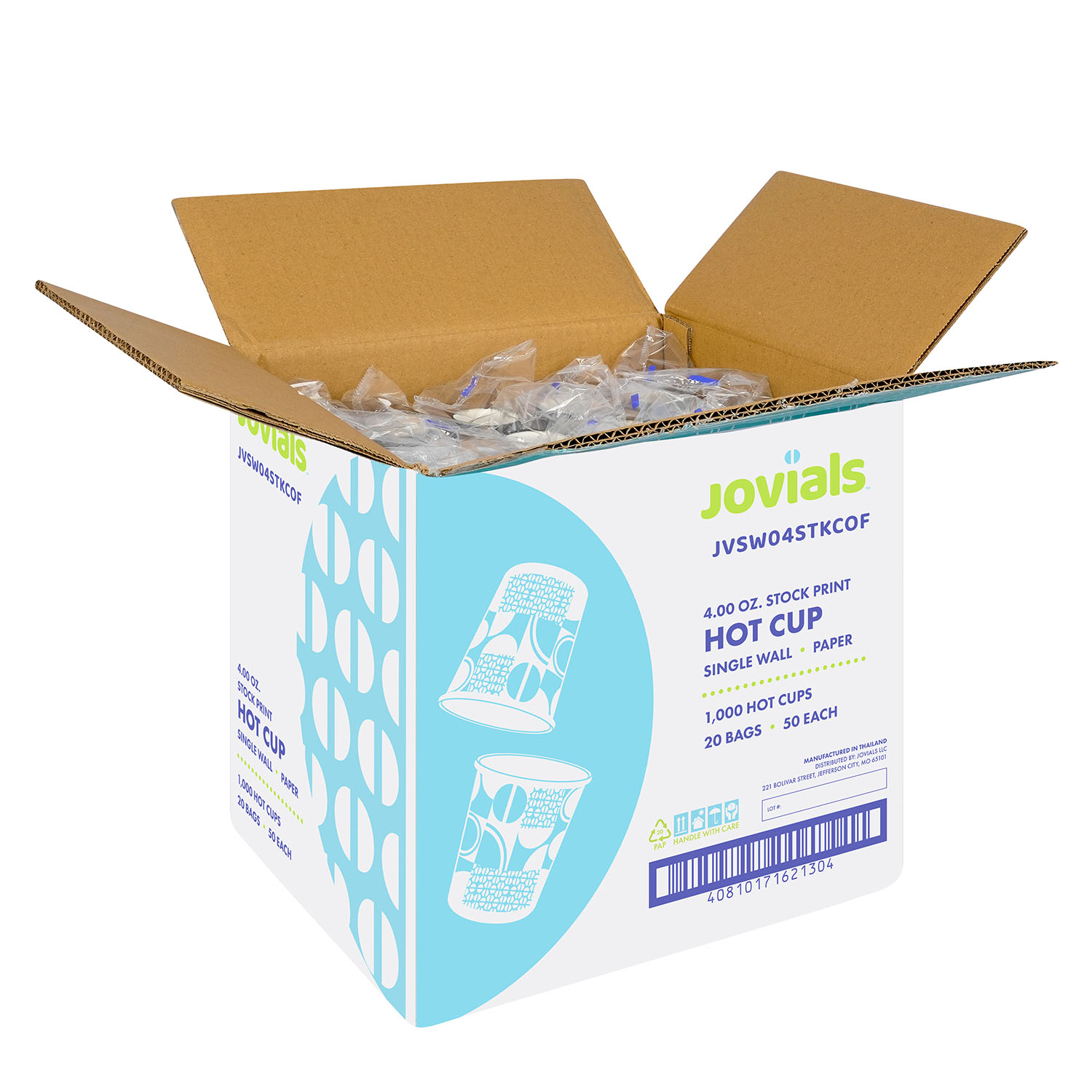 Jovials™ Paper Single Wall Hot Cup, Coffee Stock Print, 4 oz - Image 4