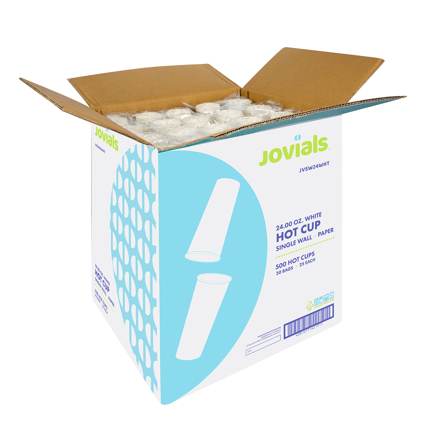 Jovials™ Paper Single Wall Hot Cup, White, 24 oz - Image 4