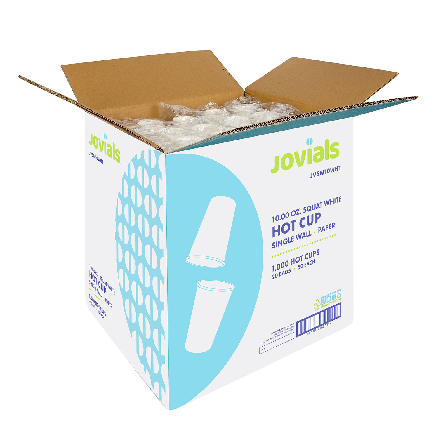 Jovials™ Paper Single Wall Hot Cup, White, 10 oz - Image 4
