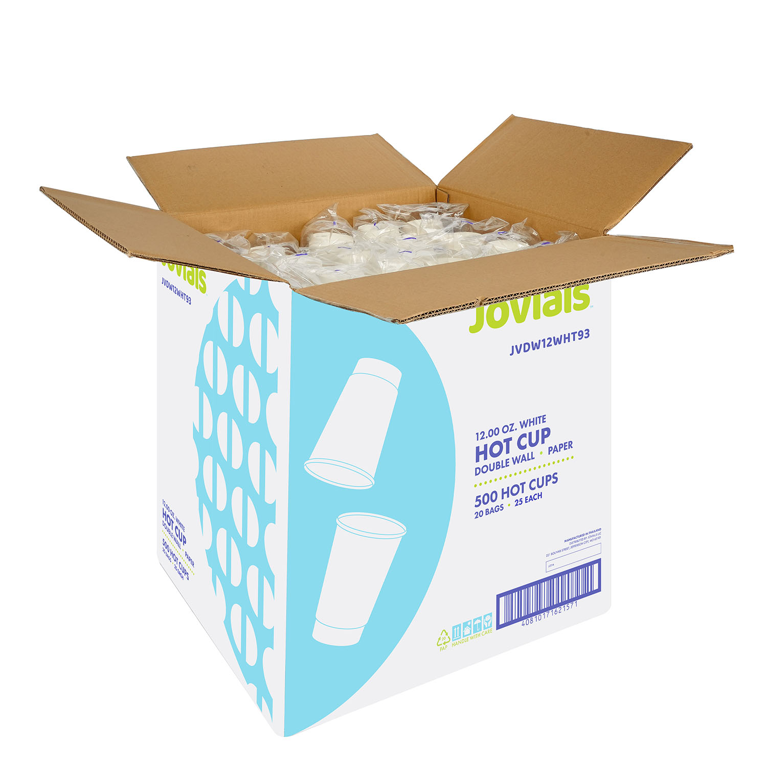 Jovials™ Paper Double Wall Hot Cup, White, 12 oz - Image 4